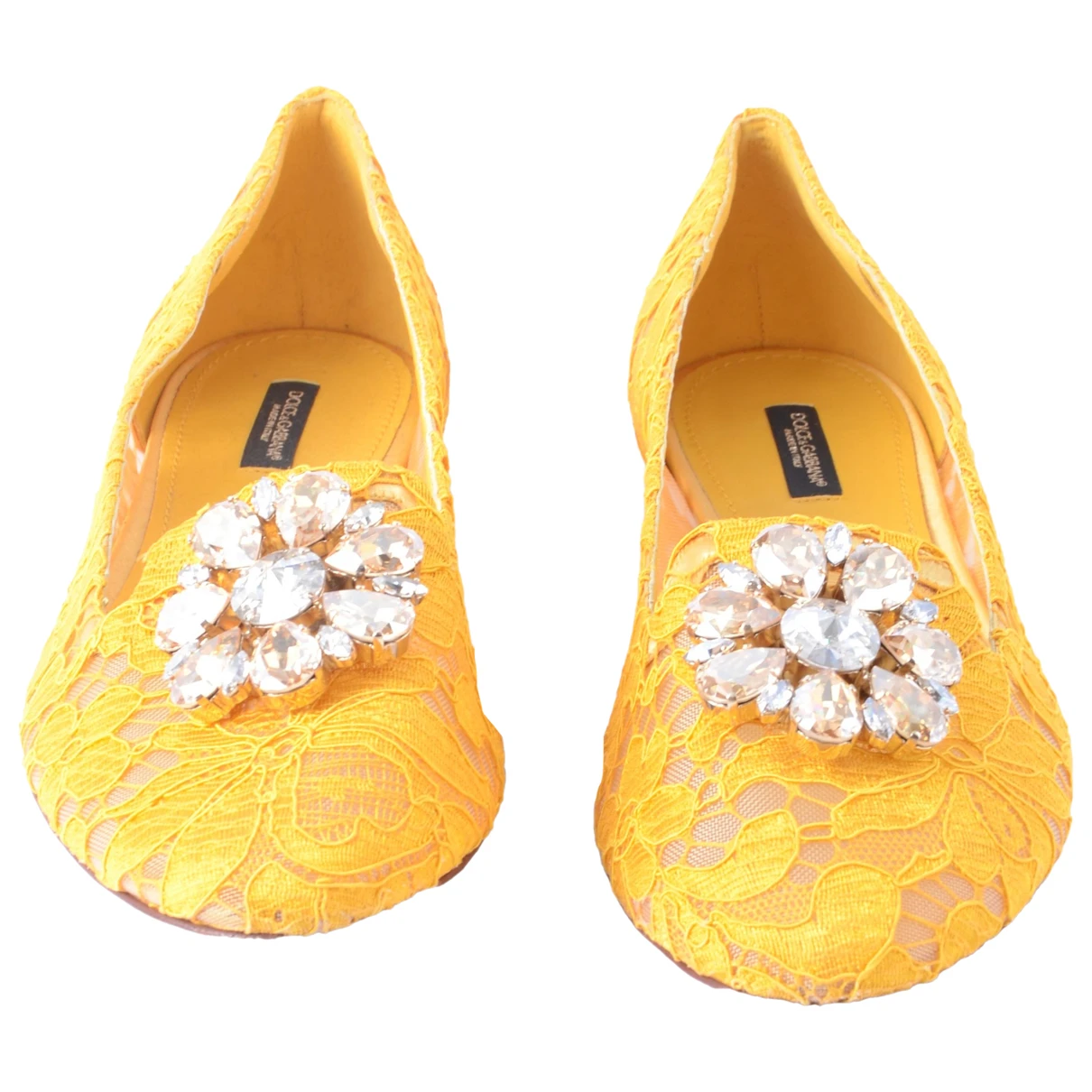 Pre-owned Dolce & Gabbana Taormina Ballet Flats In Yellow