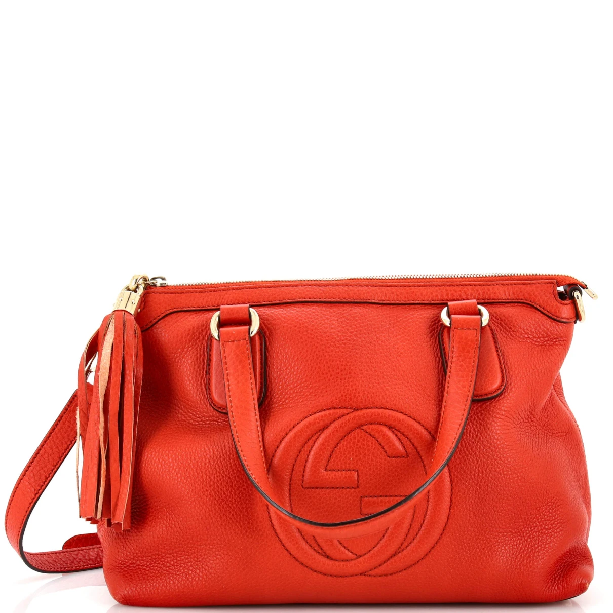 Pre-owned Gucci Leather Satchel In Orange