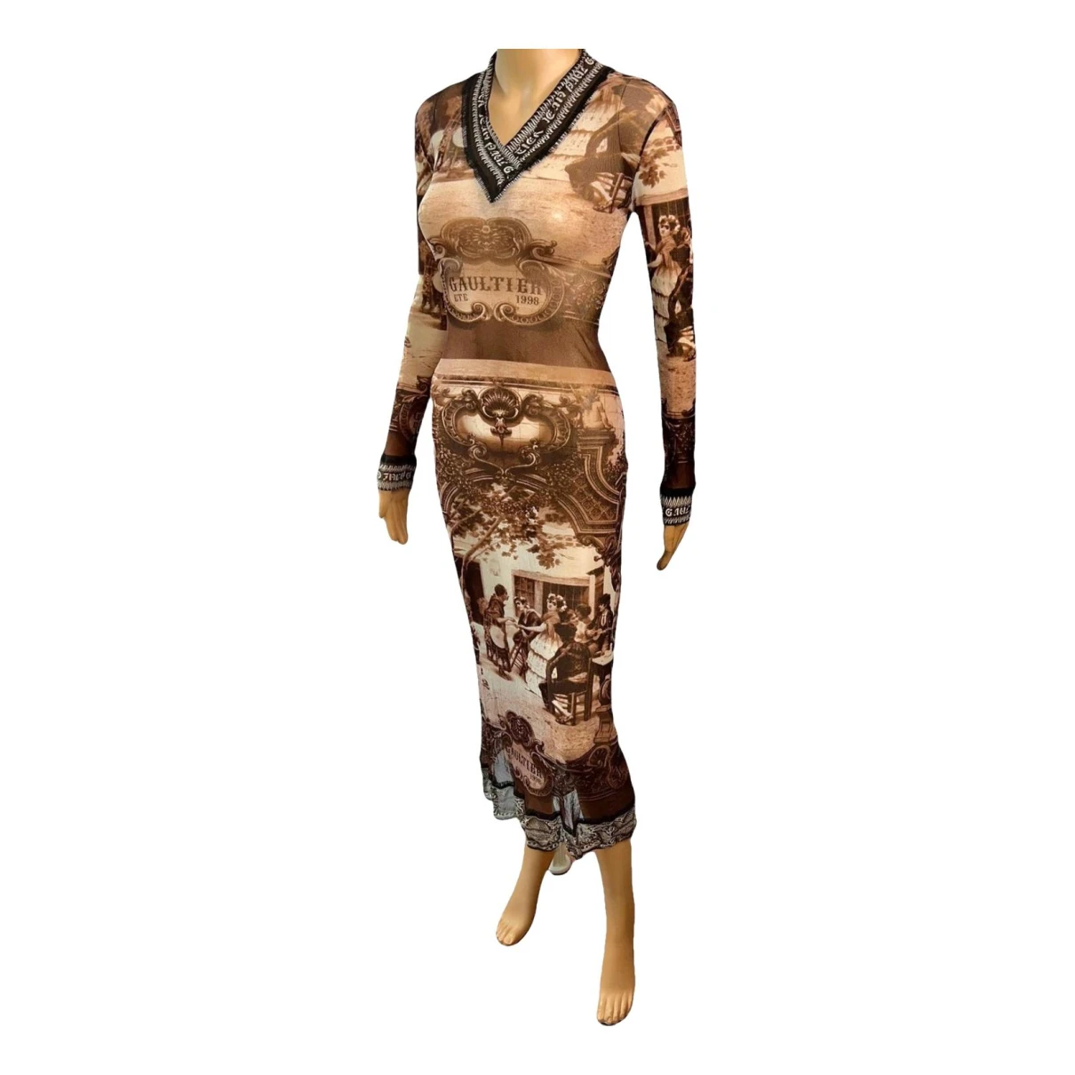 Pre-owned Jean Paul Gaultier Lace Maxi Dress In Brown