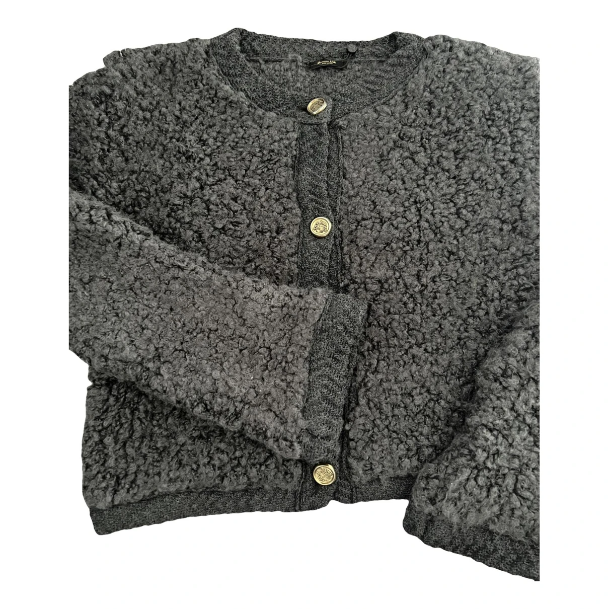 Pre-owned Massimo Dutti Wool Cardigan In Grey