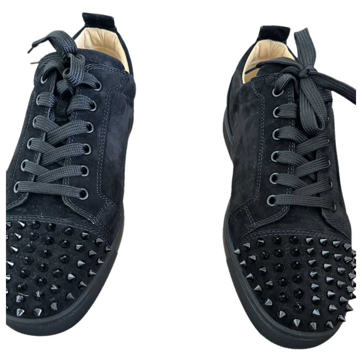 Pre-owned Christian Louboutin Louis Junior Spike Trainers In Black