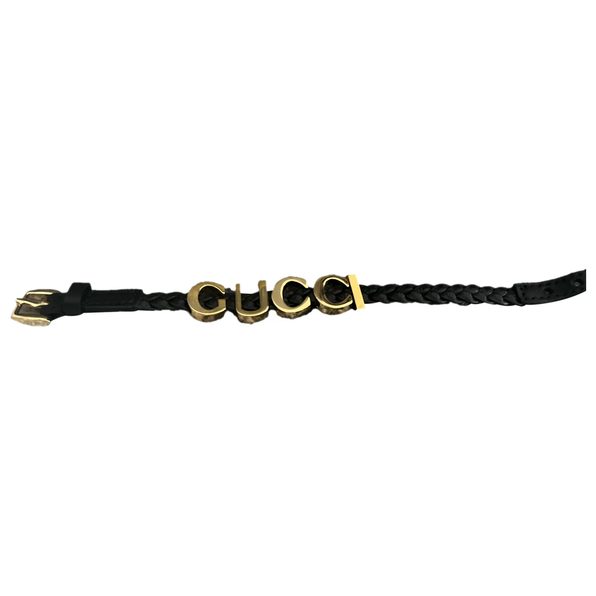 Pre-owned Gucci Leather Bracelet In Black
