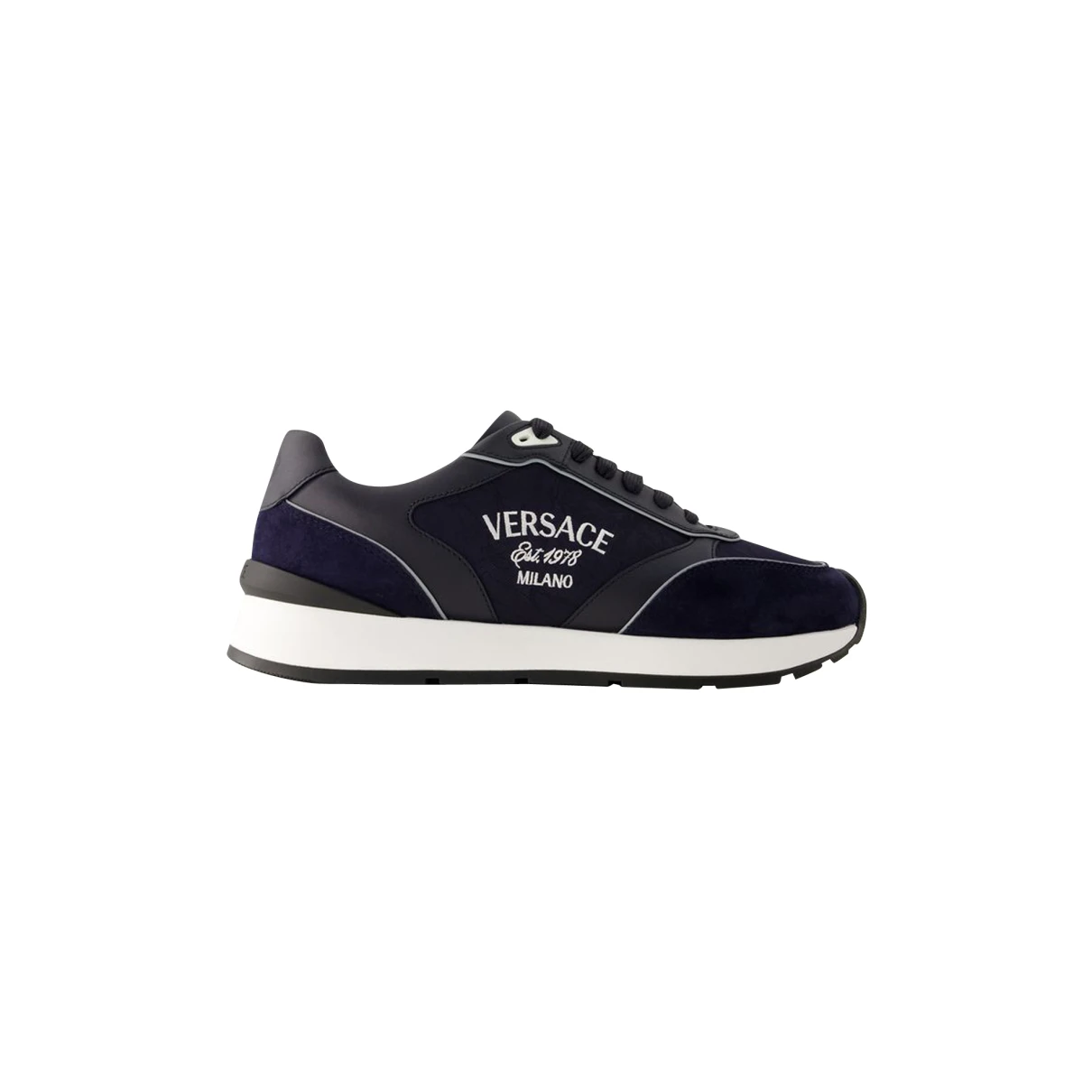 Pre-owned Versace Leather Trainers In Blue