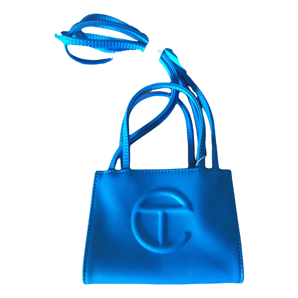 Pre-owned Telfar Small Shopping Bag Vegan Leather Tote In Blue