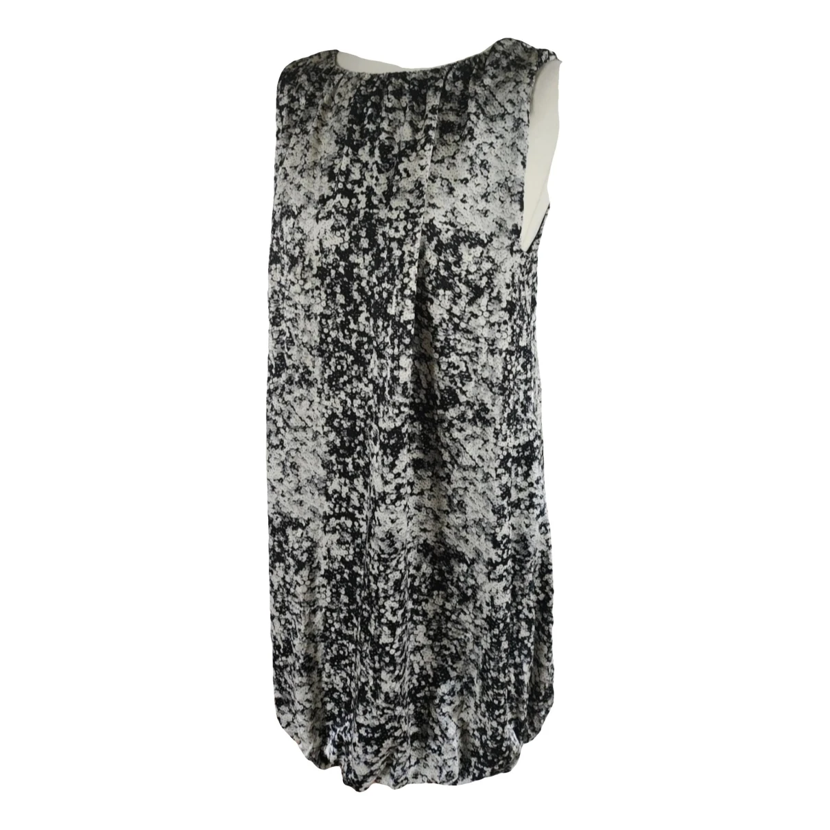 Pre-owned By Malene Birger Silk Mid-length Dress In Silver