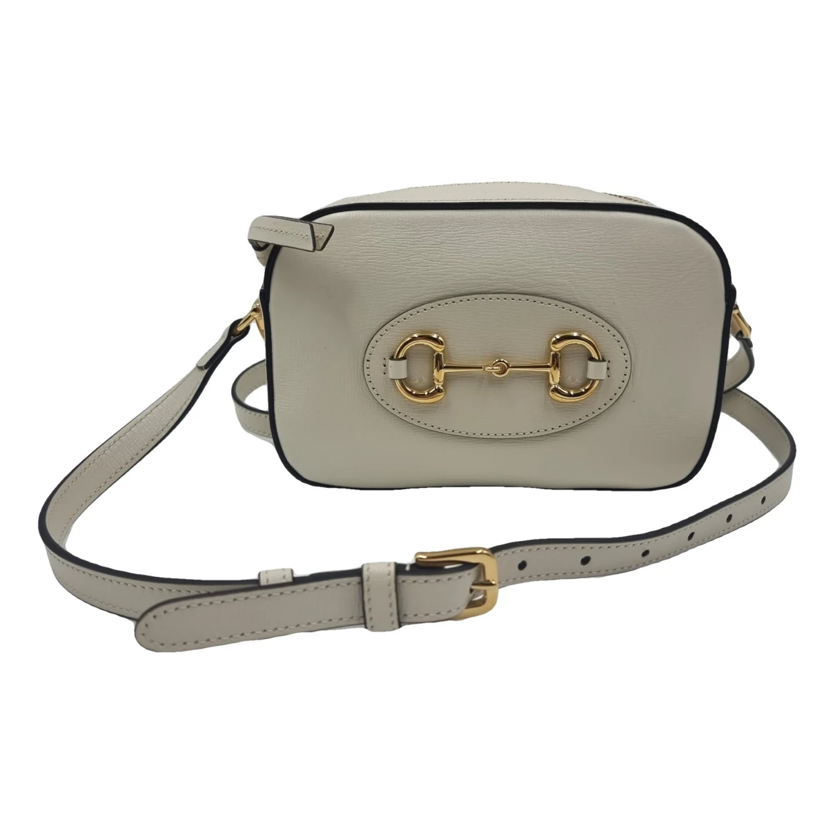 Pre-owned Gucci Horsebit 1955 Flap Leather Crossbody Bag In White
