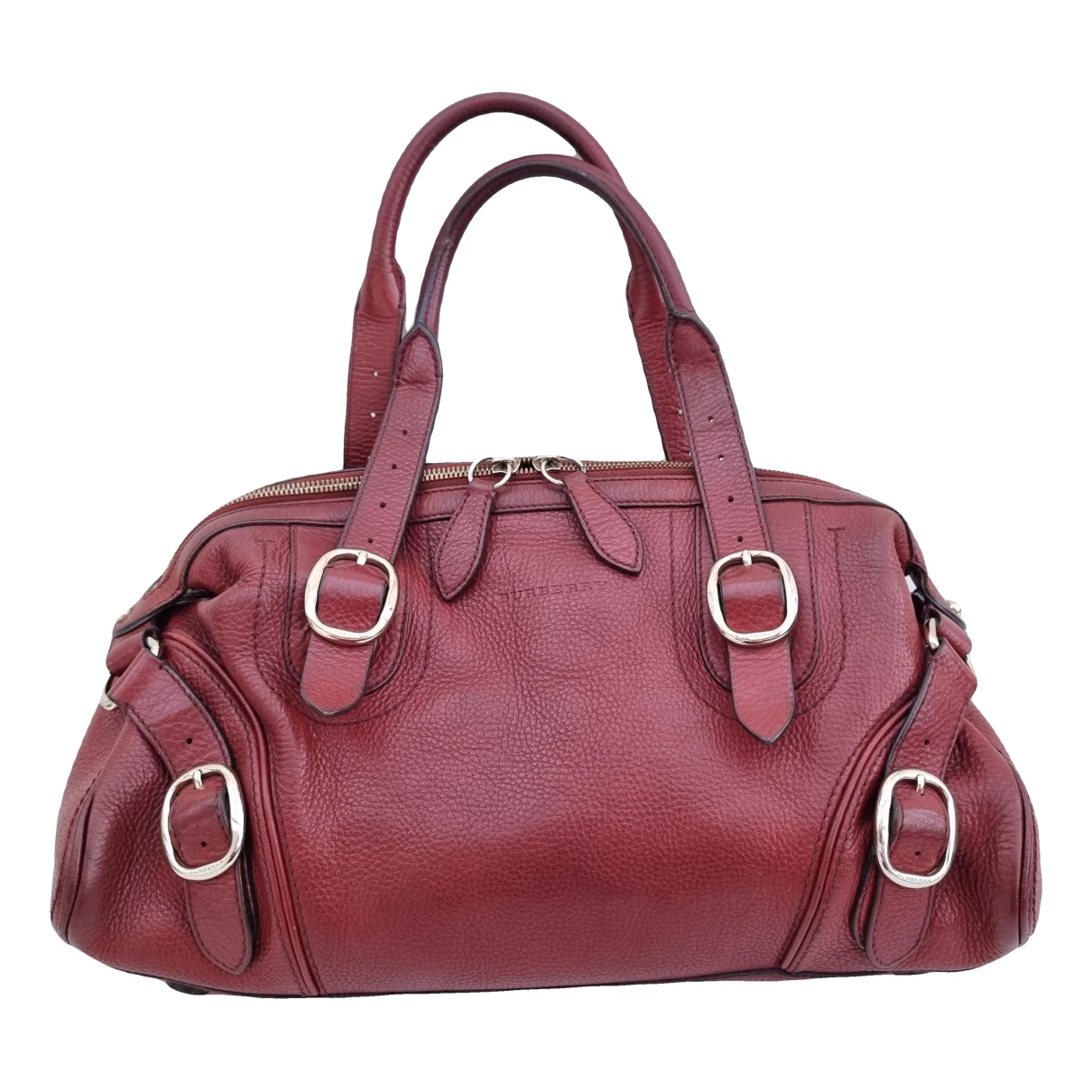 Pre-owned Burberry Leather Handbag In Burgundy