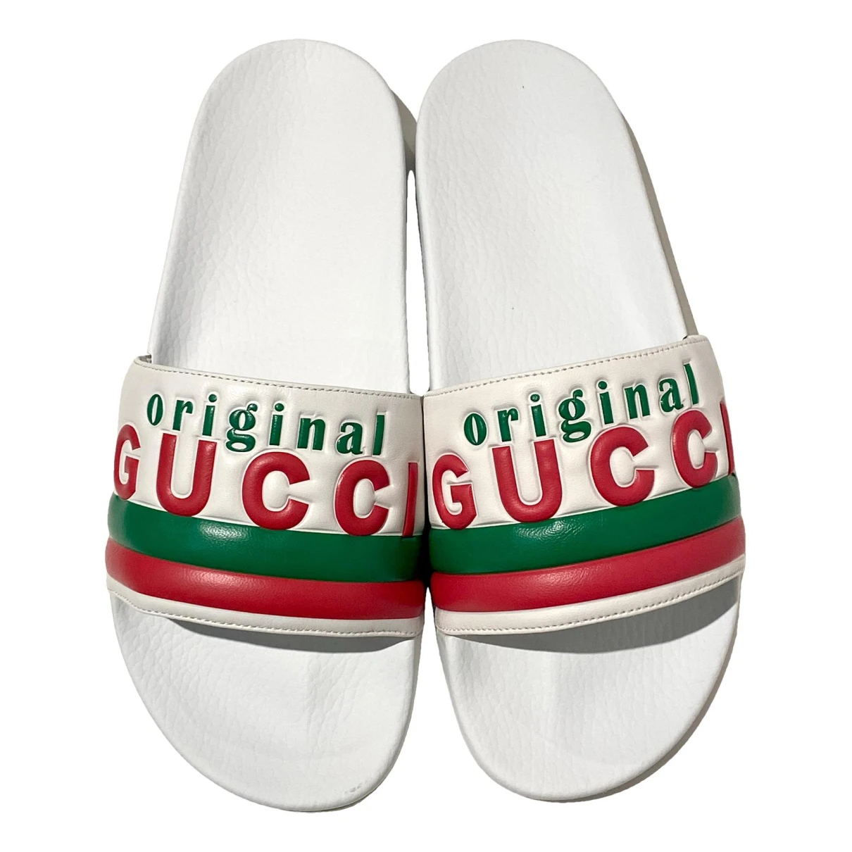 Pre-owned Gucci Web Sandals In White