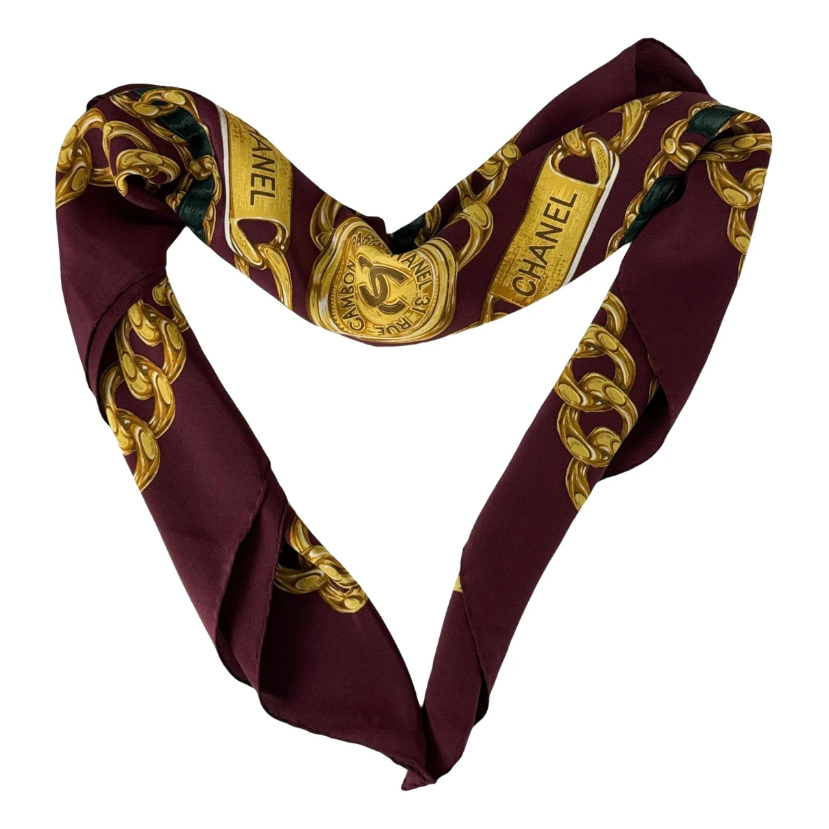 Pre-owned Chanel Silk Scarf In Burgundy