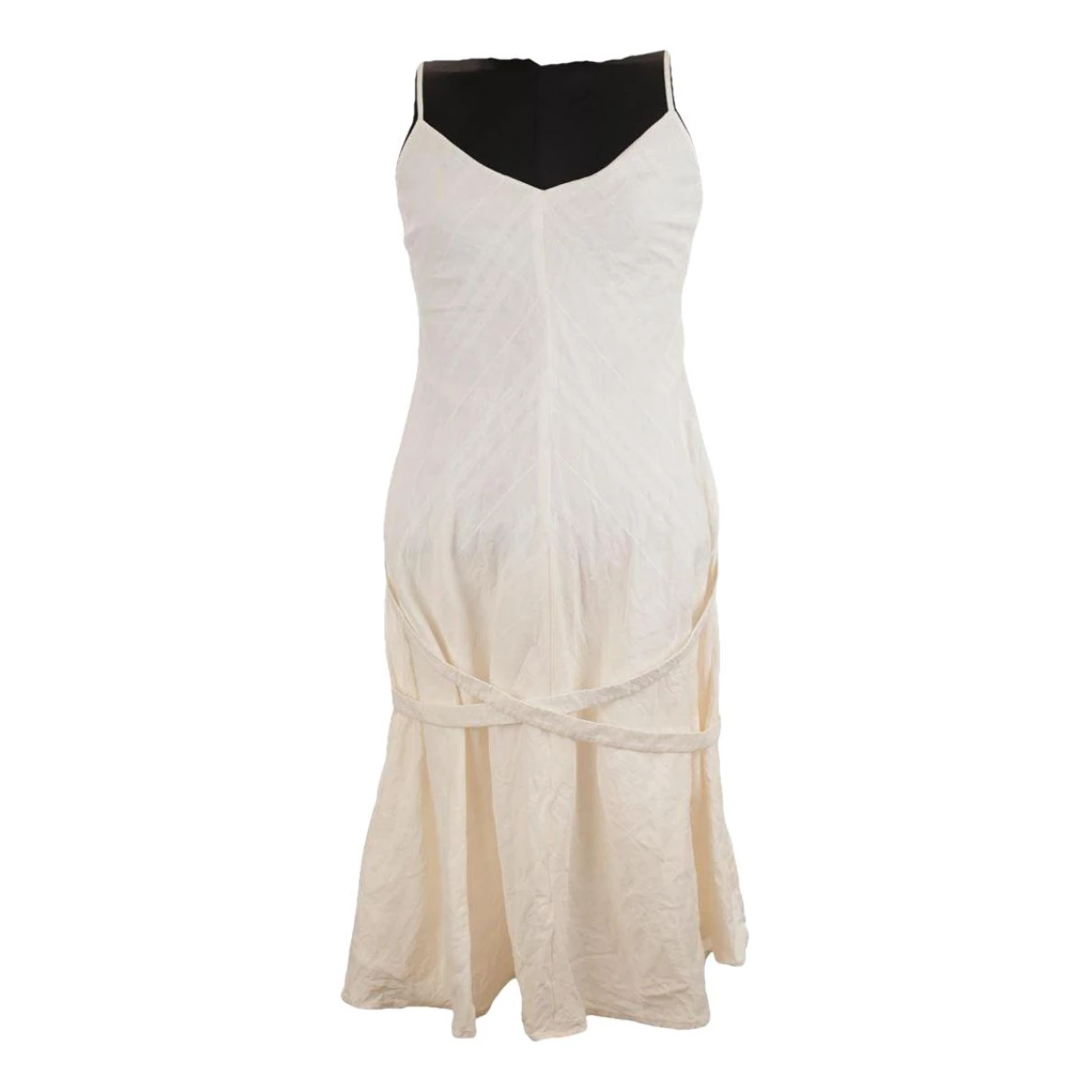 Pre-owned Burberry Linen Mid-length Dress In White