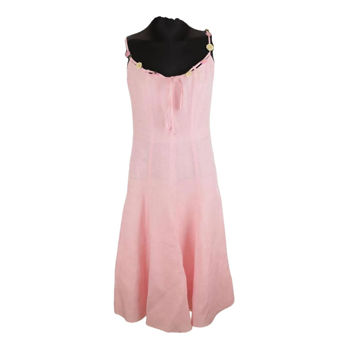 Pre-owned Tara Jarmon Linen Mid-length Dress In Pink