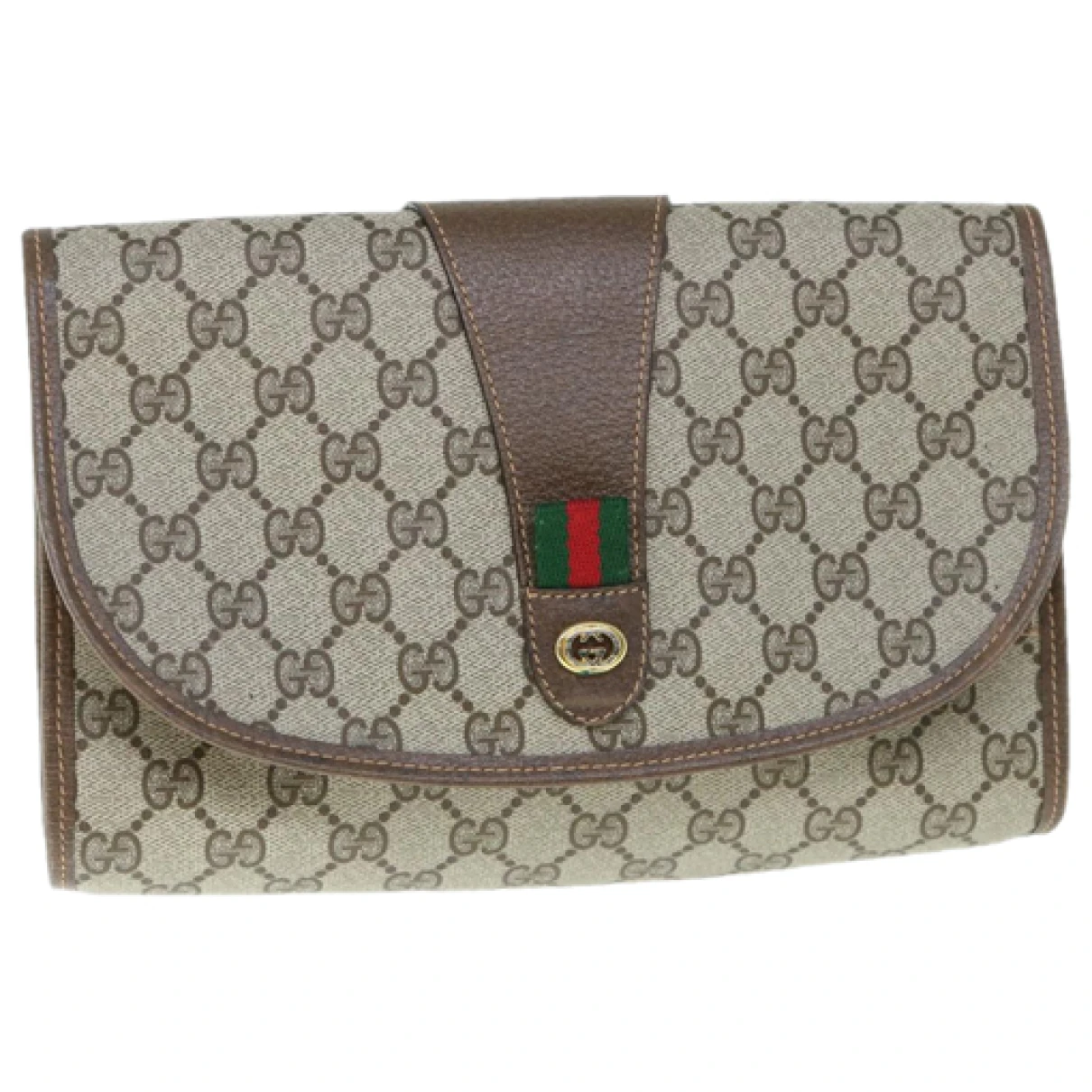 Pre-owned Gucci Leather Clutch Bag In Beige