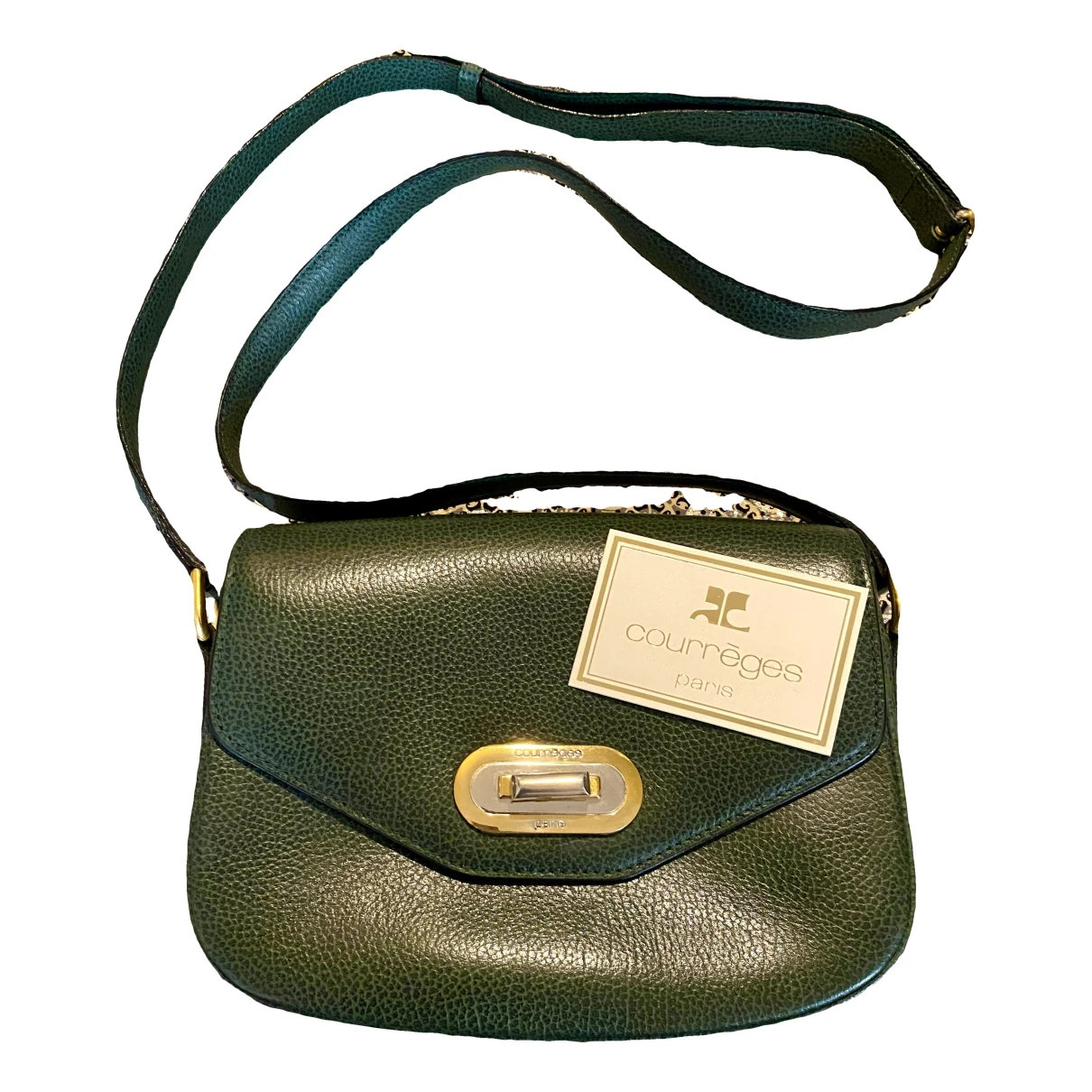 Pre-owned Courrã¨ges Leather Crossbody Bag In Green