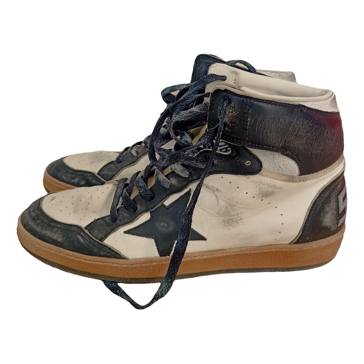 Pre-owned Golden Goose Leather High Trainers In Black
