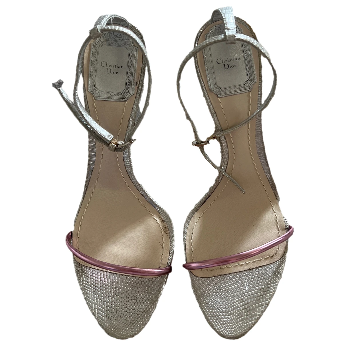 Pre-owned Dior Leather Sandal In Metallic