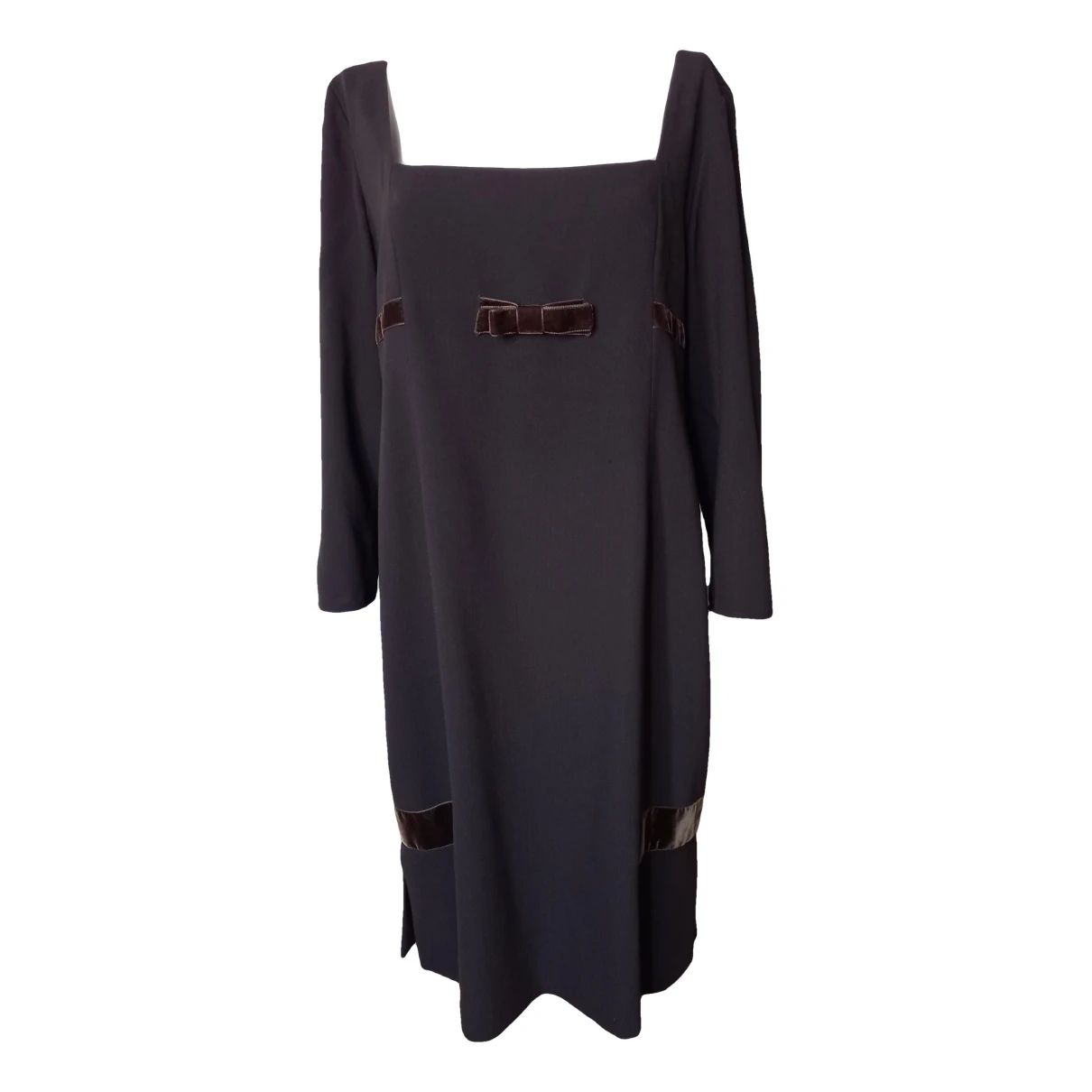 Pre-owned Valentino Wool Mini Dress In Brown