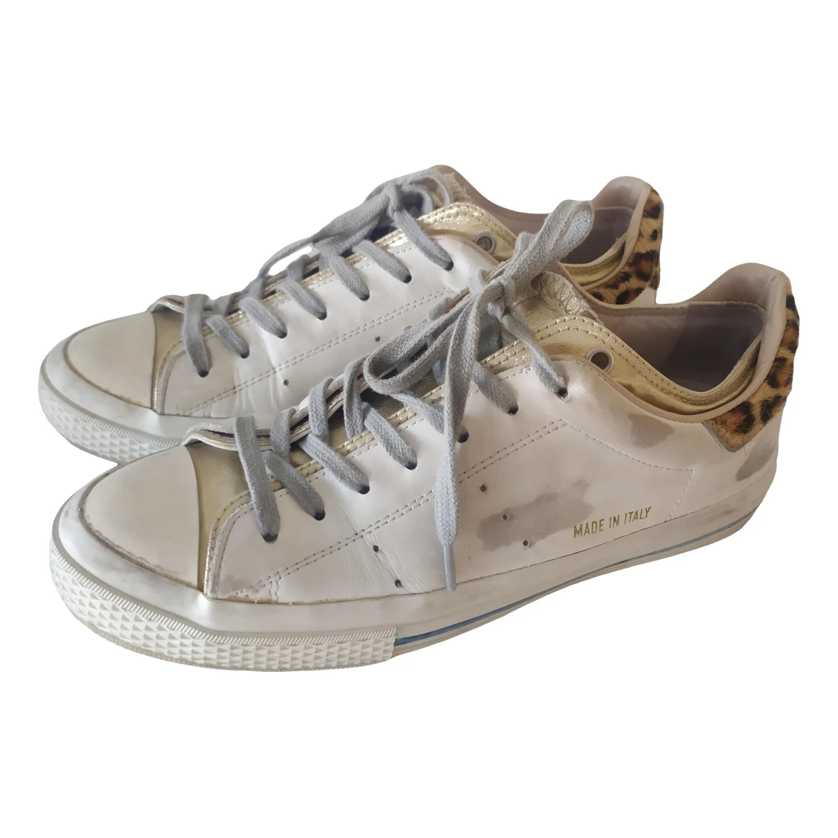 Pre-owned Hidnander Leather Trainers In White
