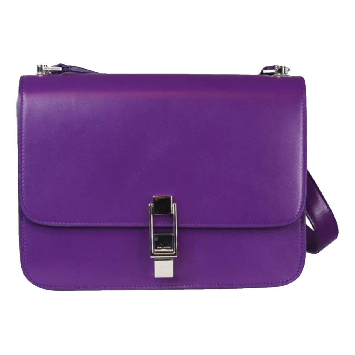 Pre-owned Saint Laurent Carré Leather Crossbody Bag In Purple
