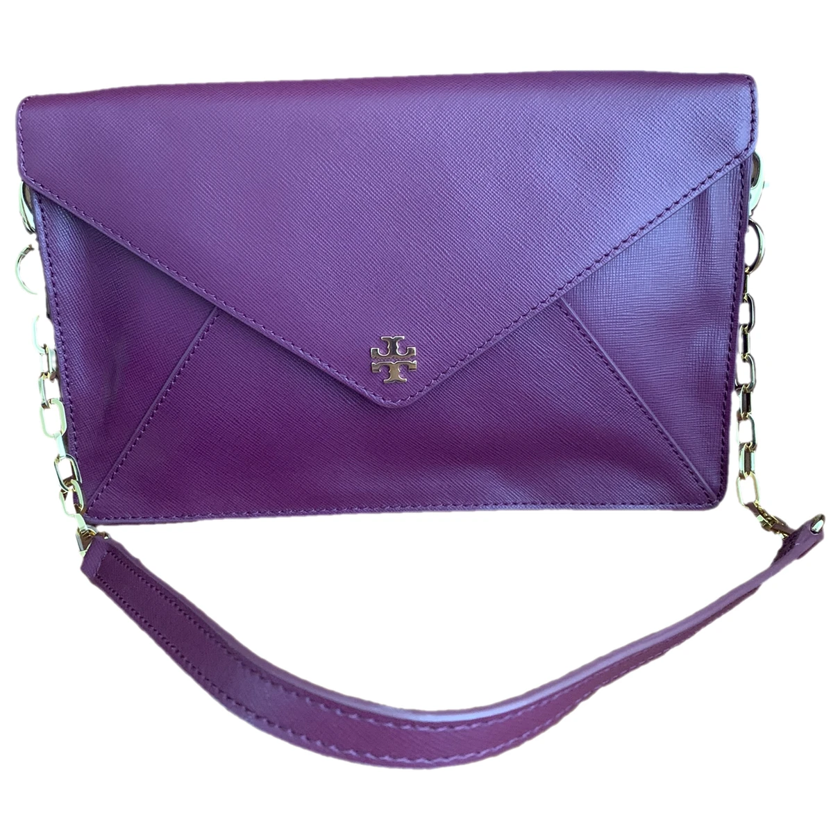Pre-owned Tory Burch Leather Handbag In Purple