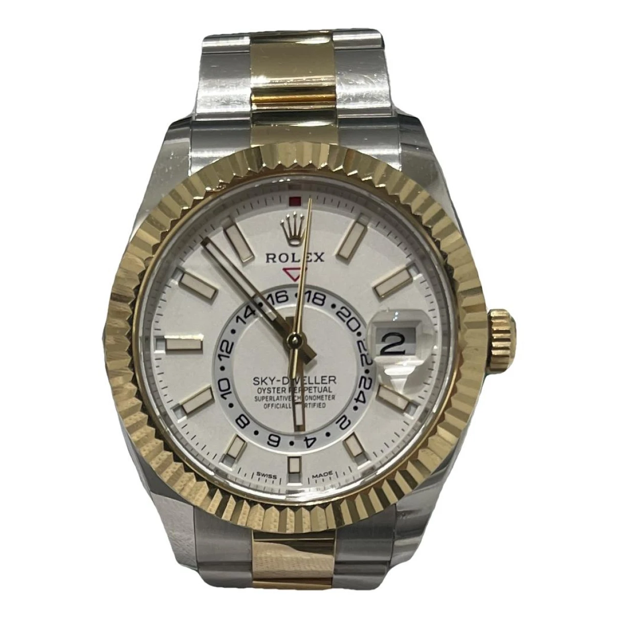 Pre-owned Rolex Sky-dweller Watch In White
