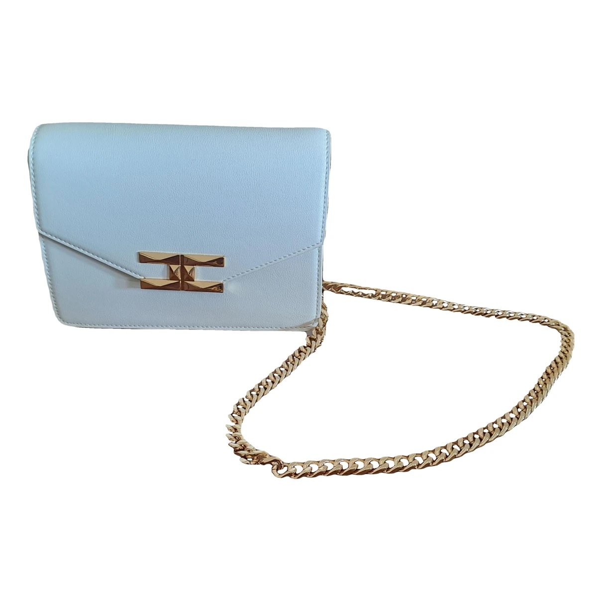 Pre-owned Elisabetta Franchi Leather Clutch Bag In White