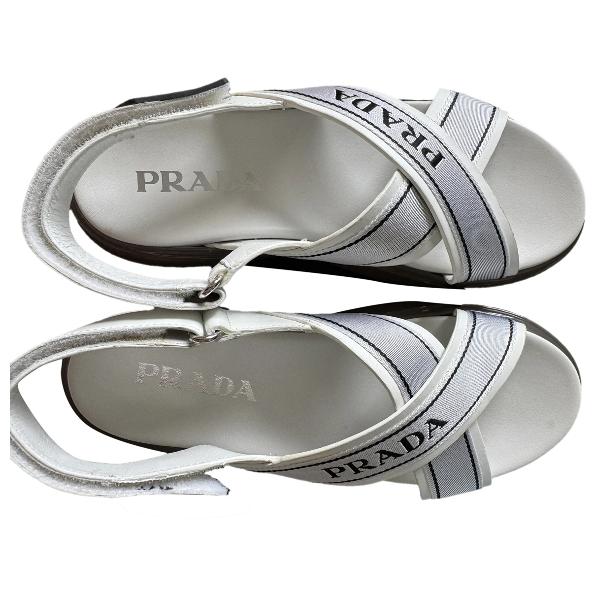 Pre-owned Prada Cloudbust Leather Sandal In White