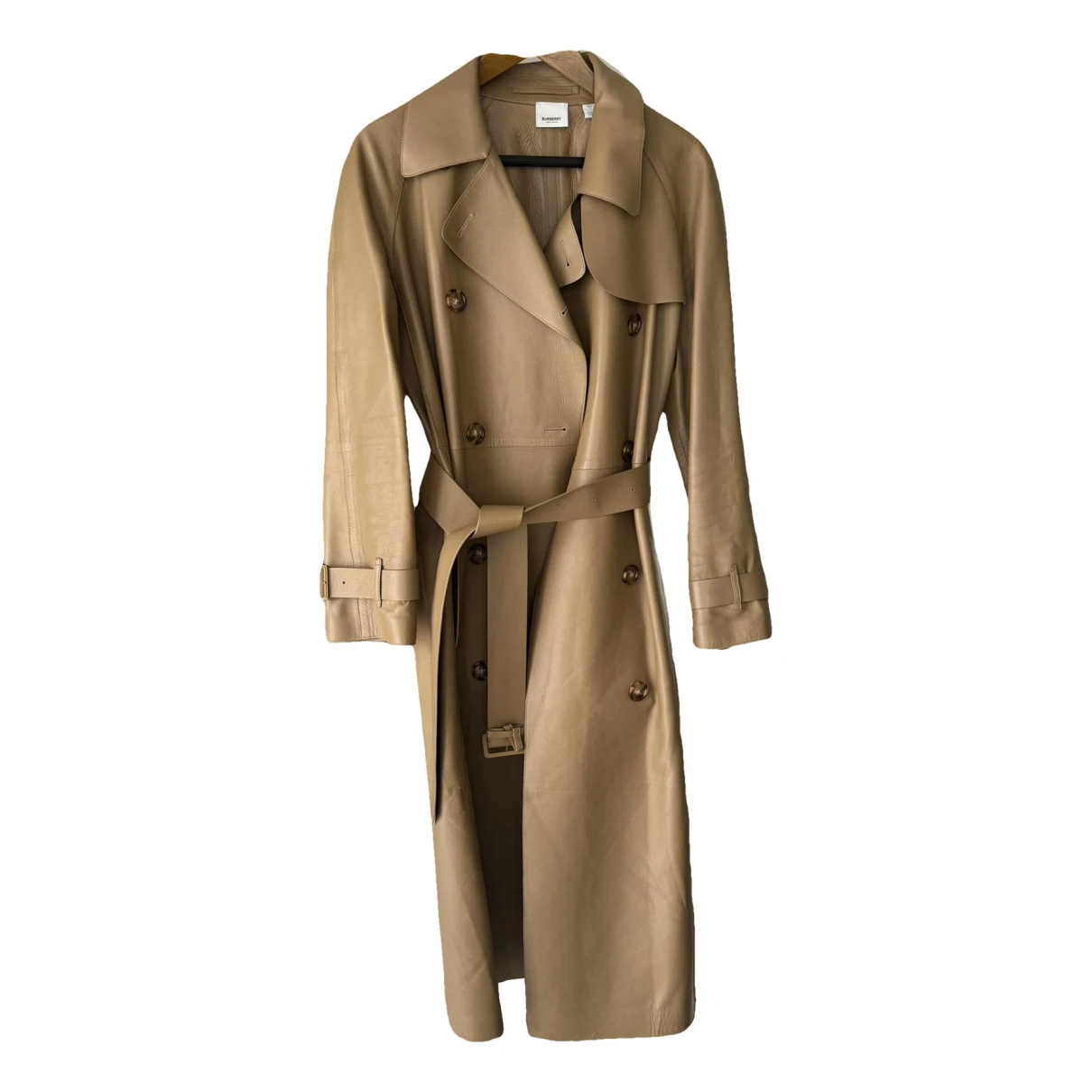 Pre-owned Burberry Waterloo Leather Trench Coat In Brown