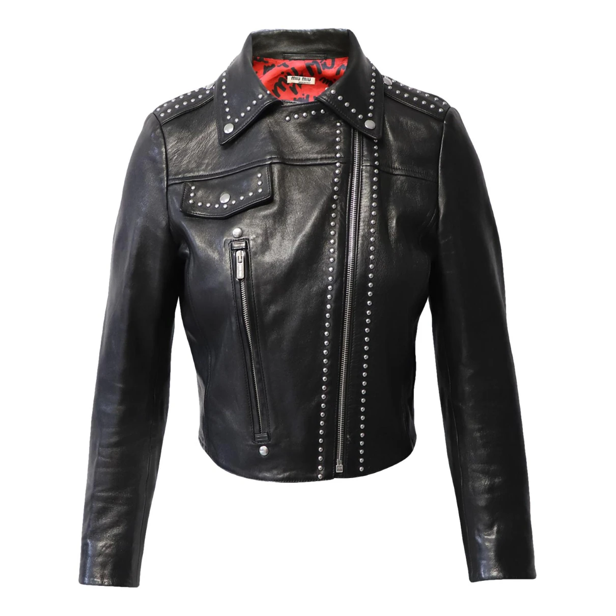 Pre-owned Miu Miu Leather Jacket In Black