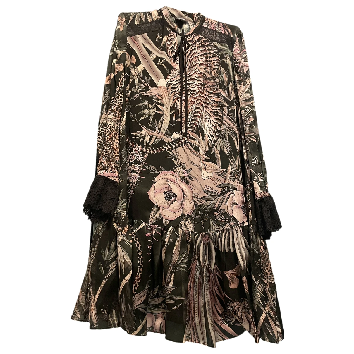 Pre-owned Just Cavalli Silk Mid-length Dress In Black