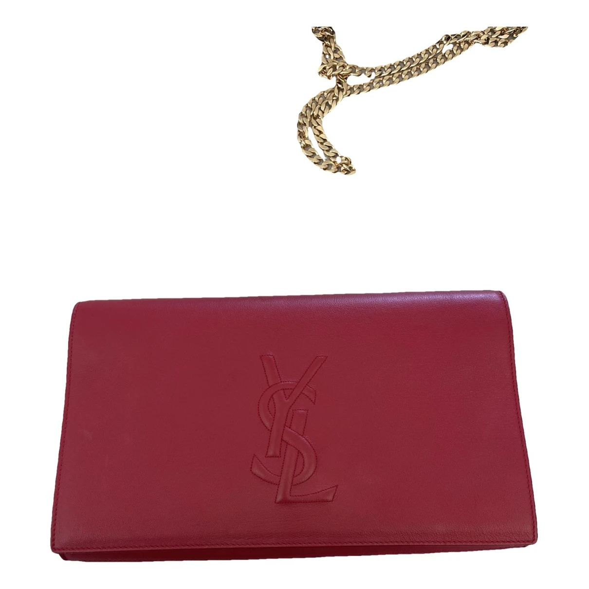 Pre-owned Saint Laurent Leather Clutch Bag In Red