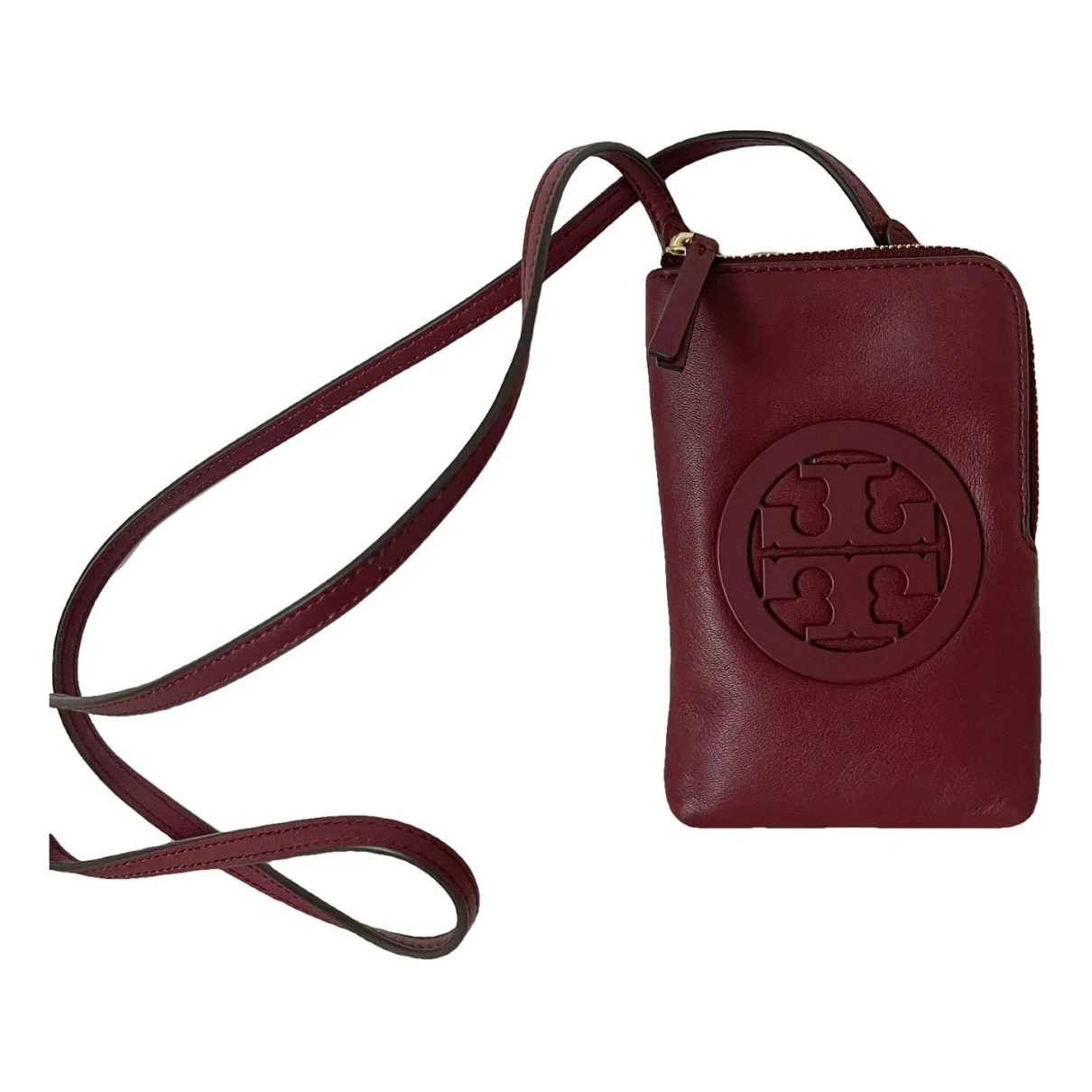 Pre-owned Tory Burch Leather Crossbody Bag In Burgundy