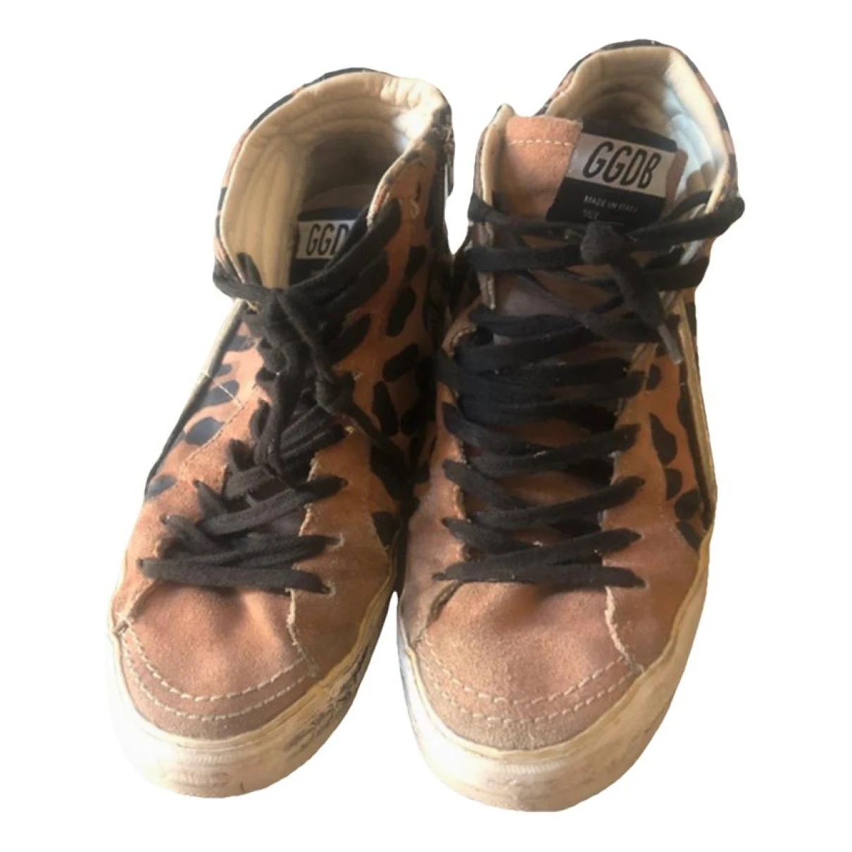 Pre-owned Golden Goose Slide Patent Leather Trainers In Brown