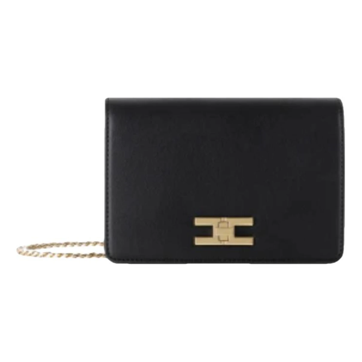 Pre-owned Elisabetta Franchi Leather Crossbody Bag In Black