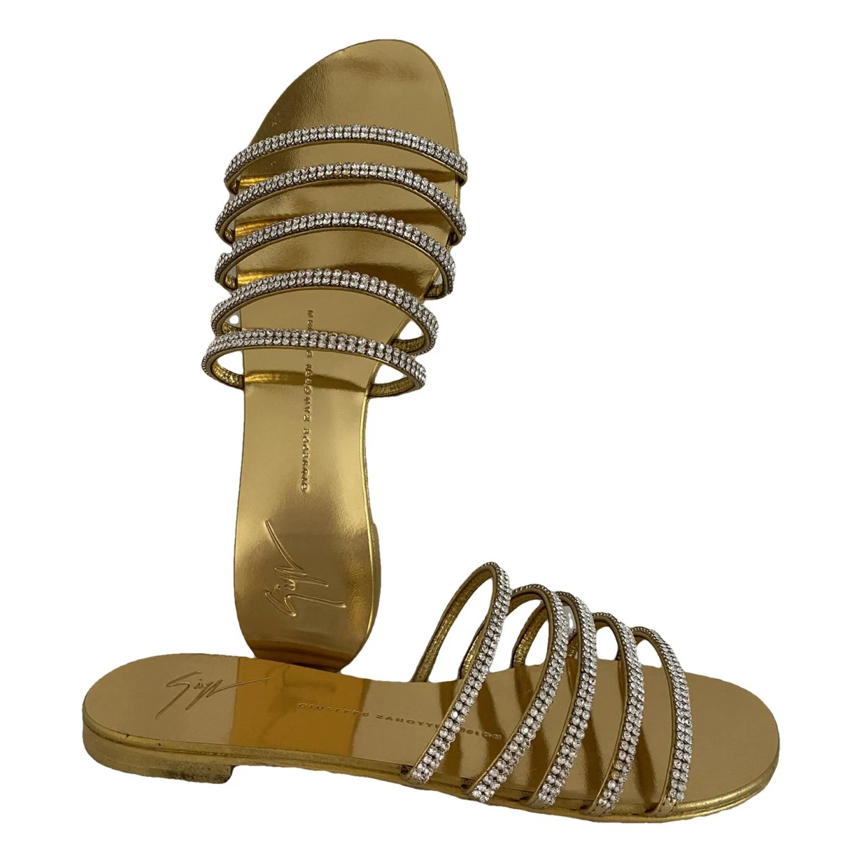 Pre-owned Giuseppe Zanotti Leather Flip Flops In Gold