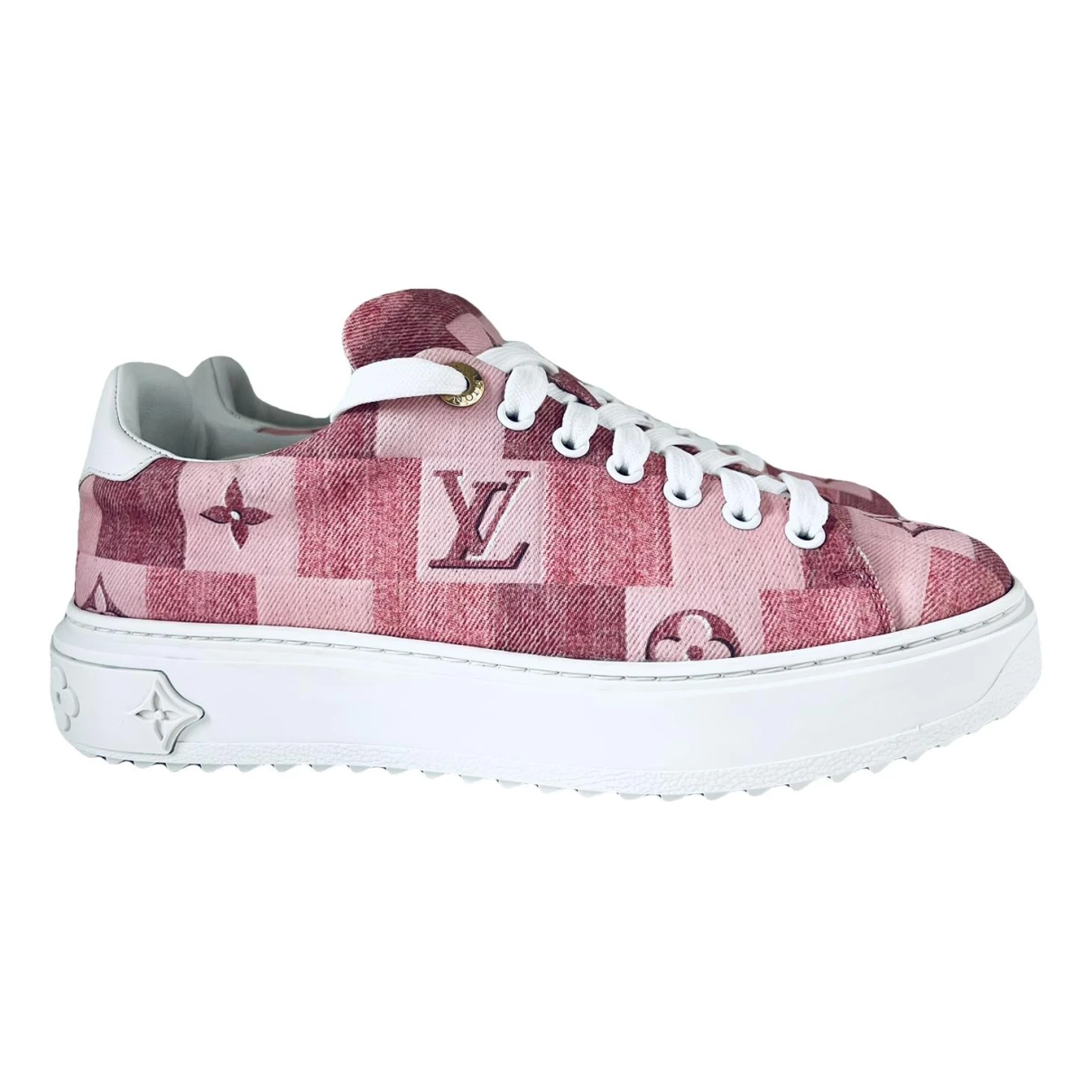 Pre-owned Louis Vuitton Time Out Leather Trainers In Pink
