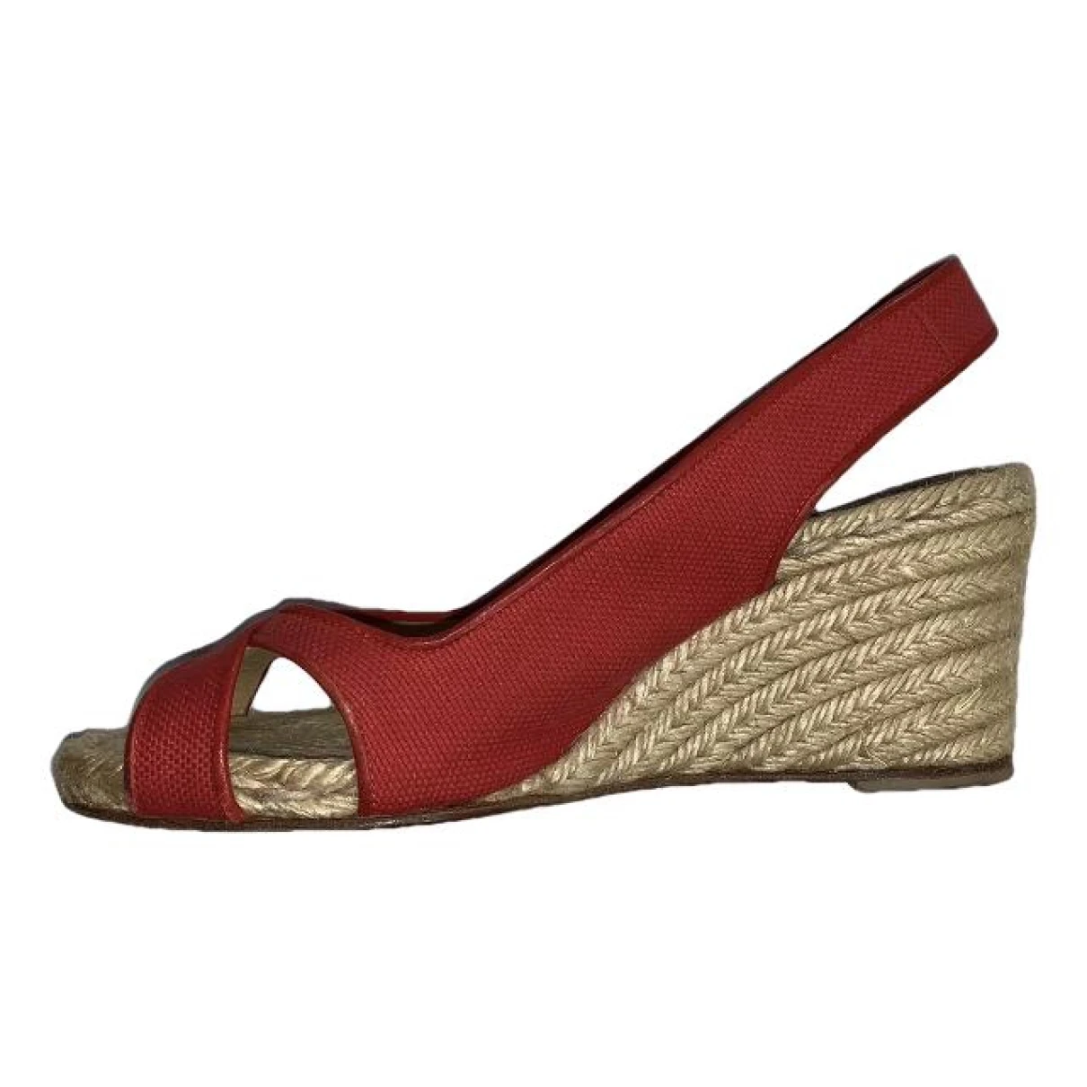 Pre-owned Christian Louboutin Cloth Espadrilles In Red