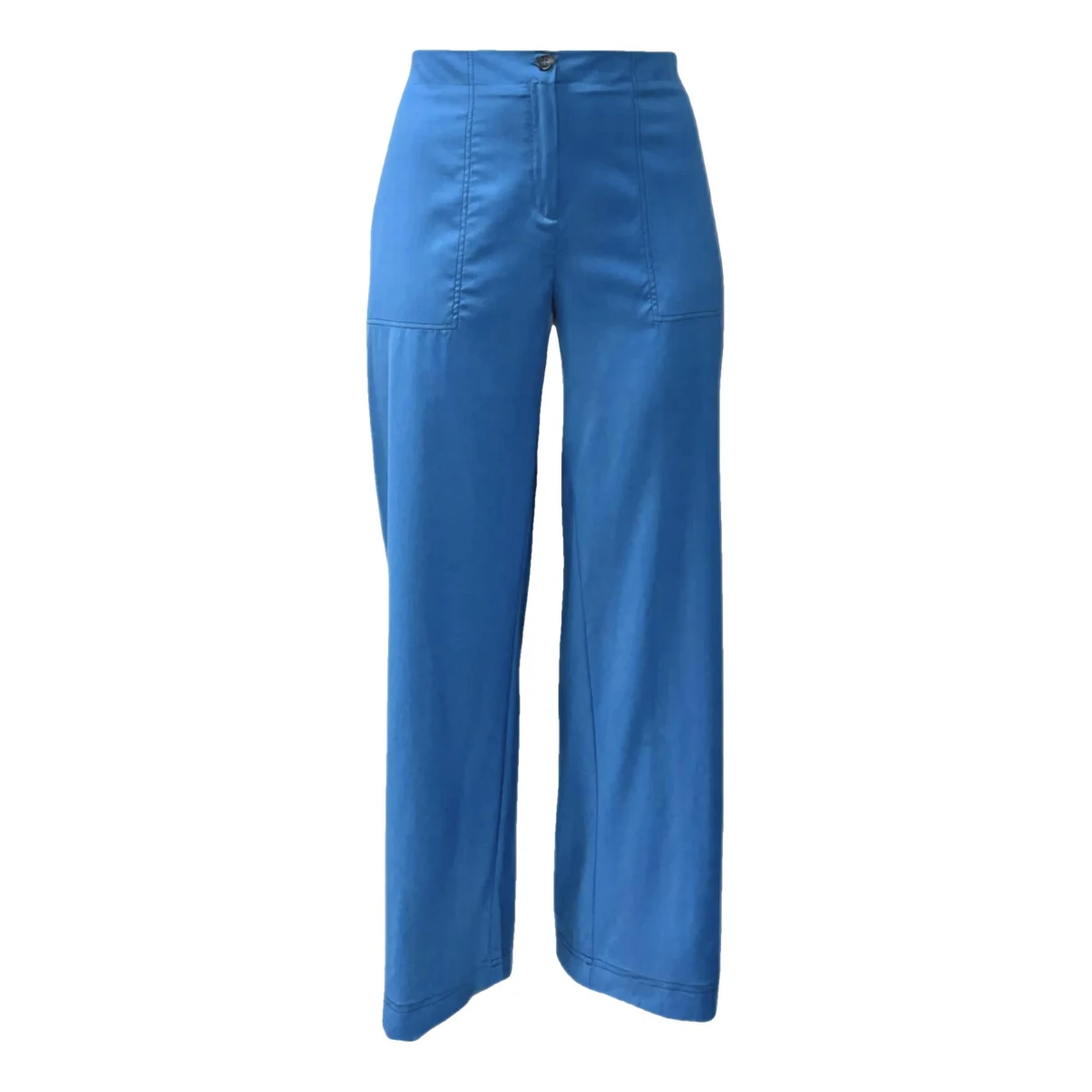 Pre-owned Marina Rinaldi Wool Straight Pants In Blue