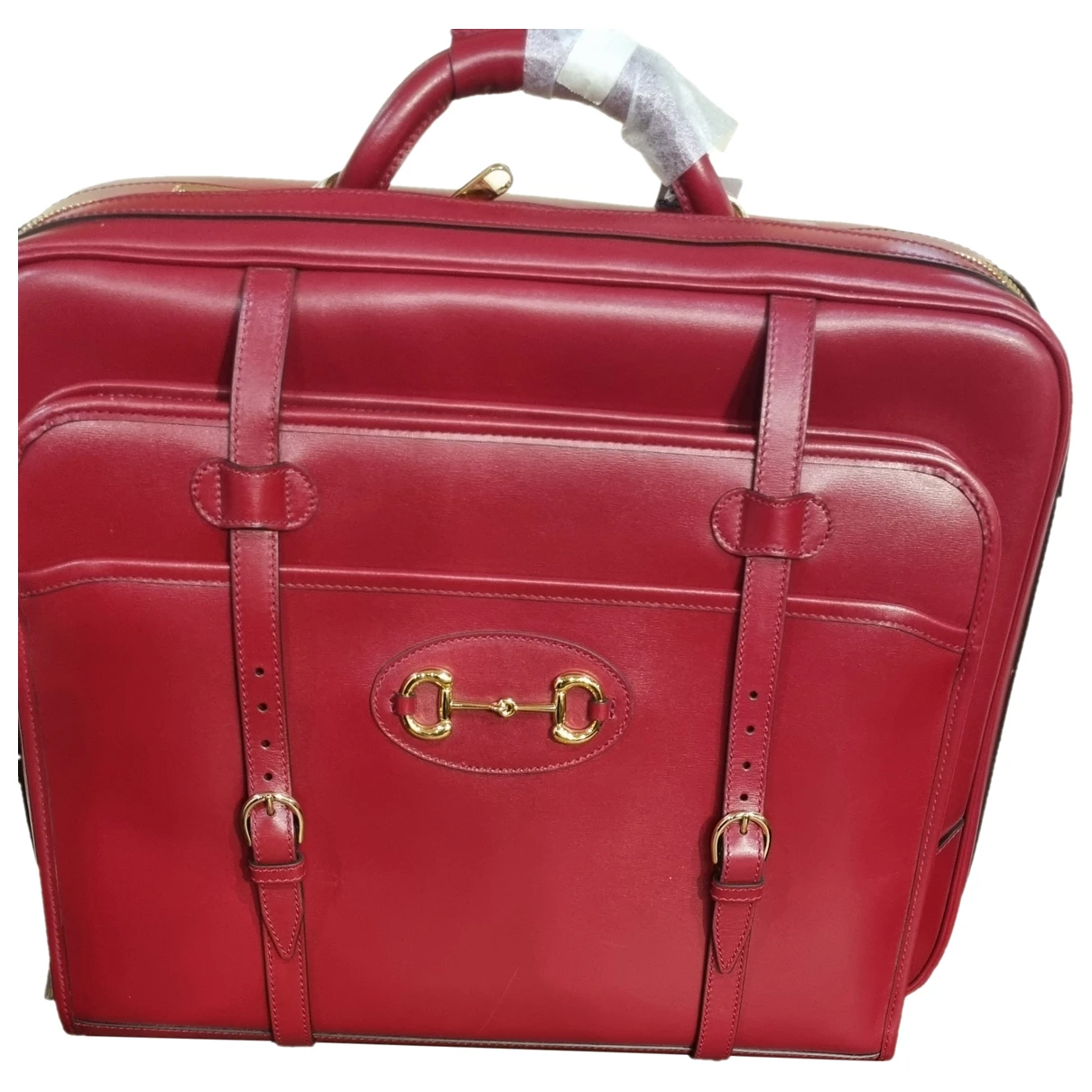 Pre-owned Gucci Leather Travel Bag In Burgundy