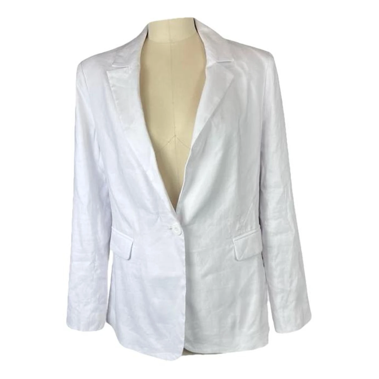 Pre-owned Alice And Olivia Linen Blazer In White