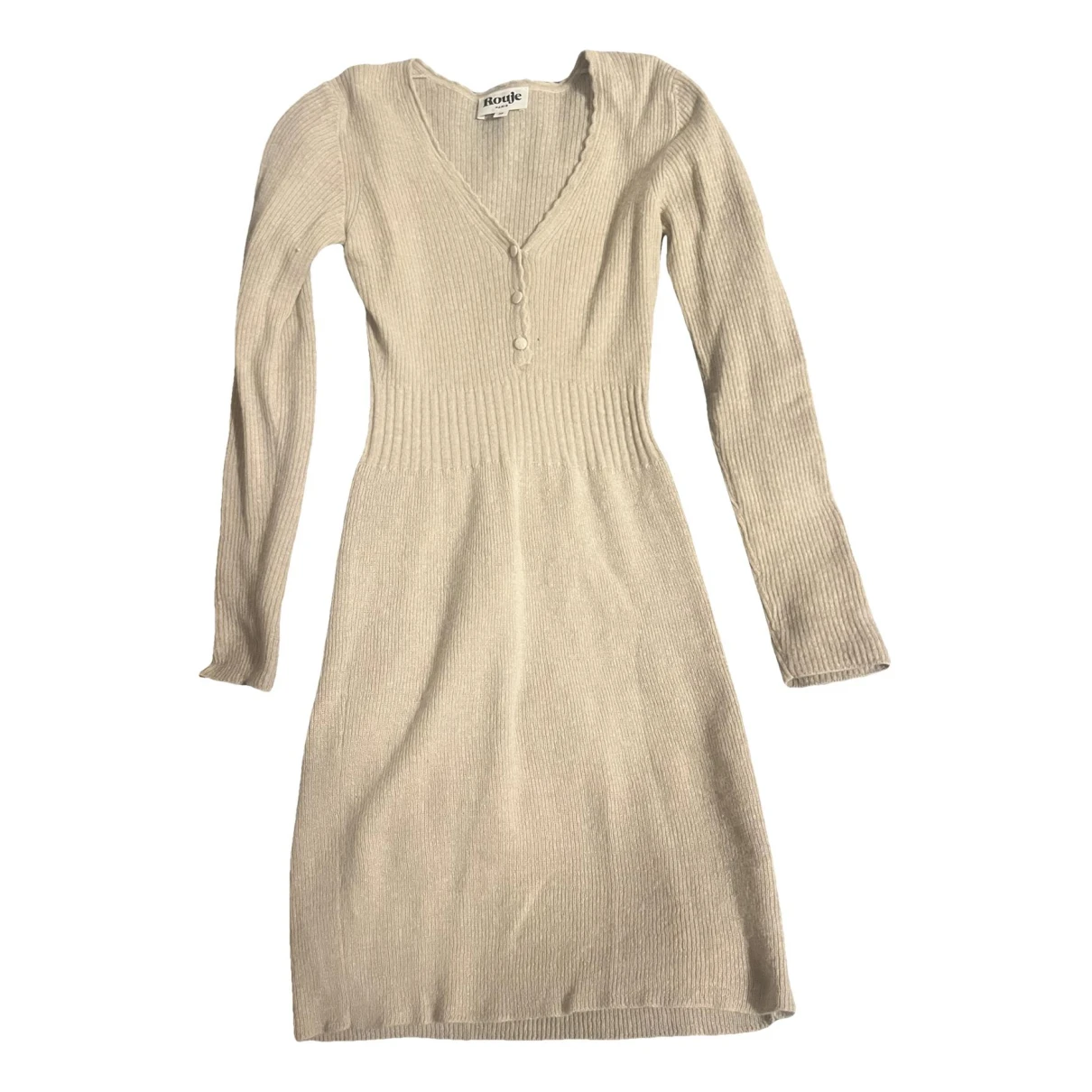 Pre-owned Rouje Wool Mid-length Dress In Beige
