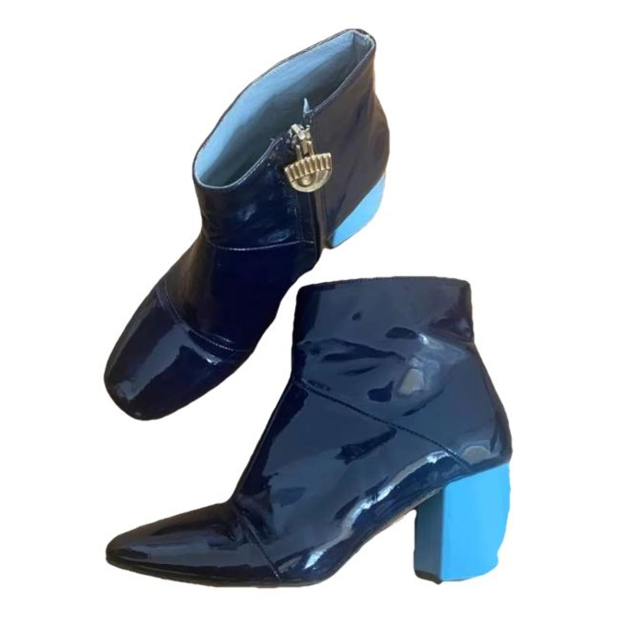 Pre-owned Chiara Ferragni Leather Boots In Blue