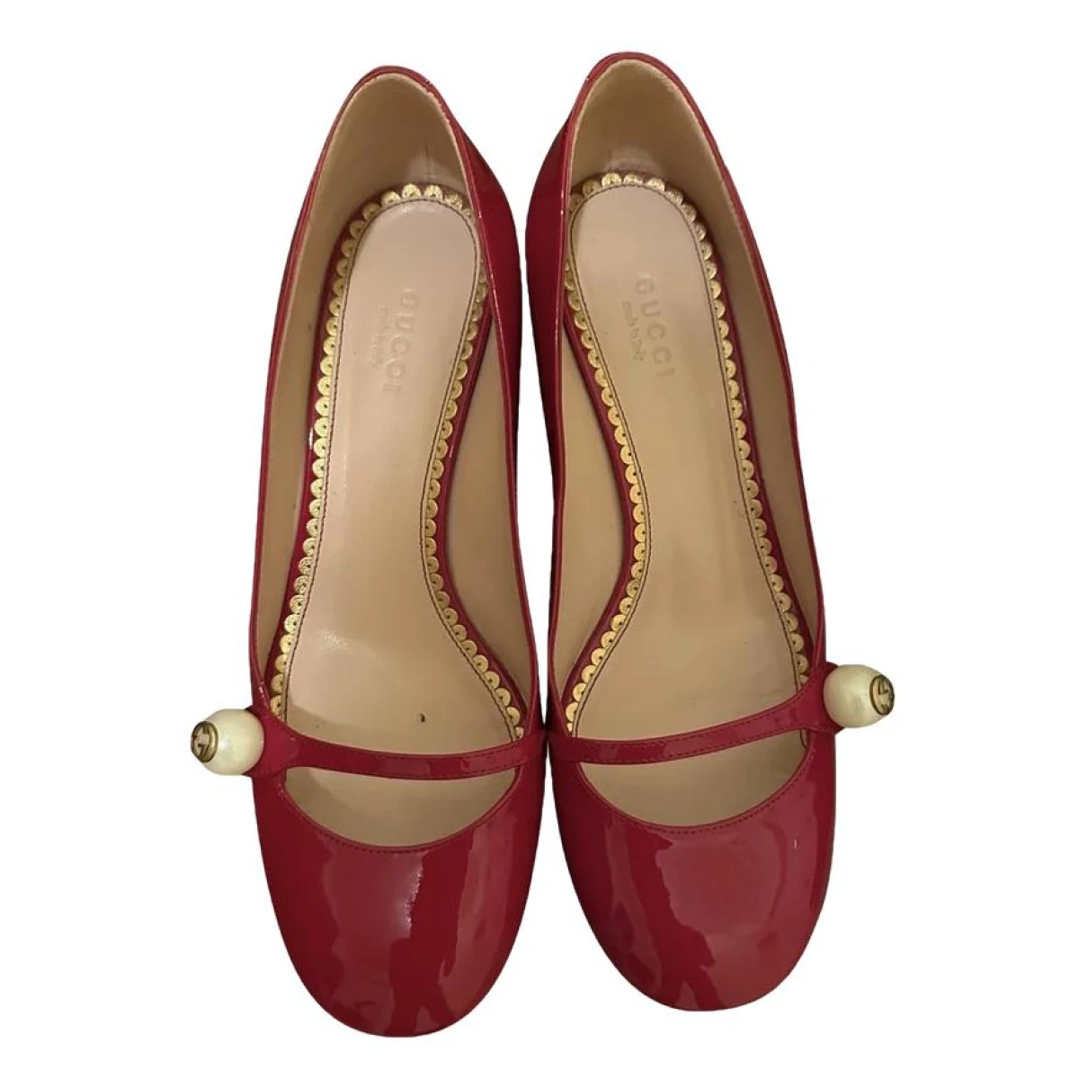 Pre-owned Gucci Patent Leather Ballet Flats In Red