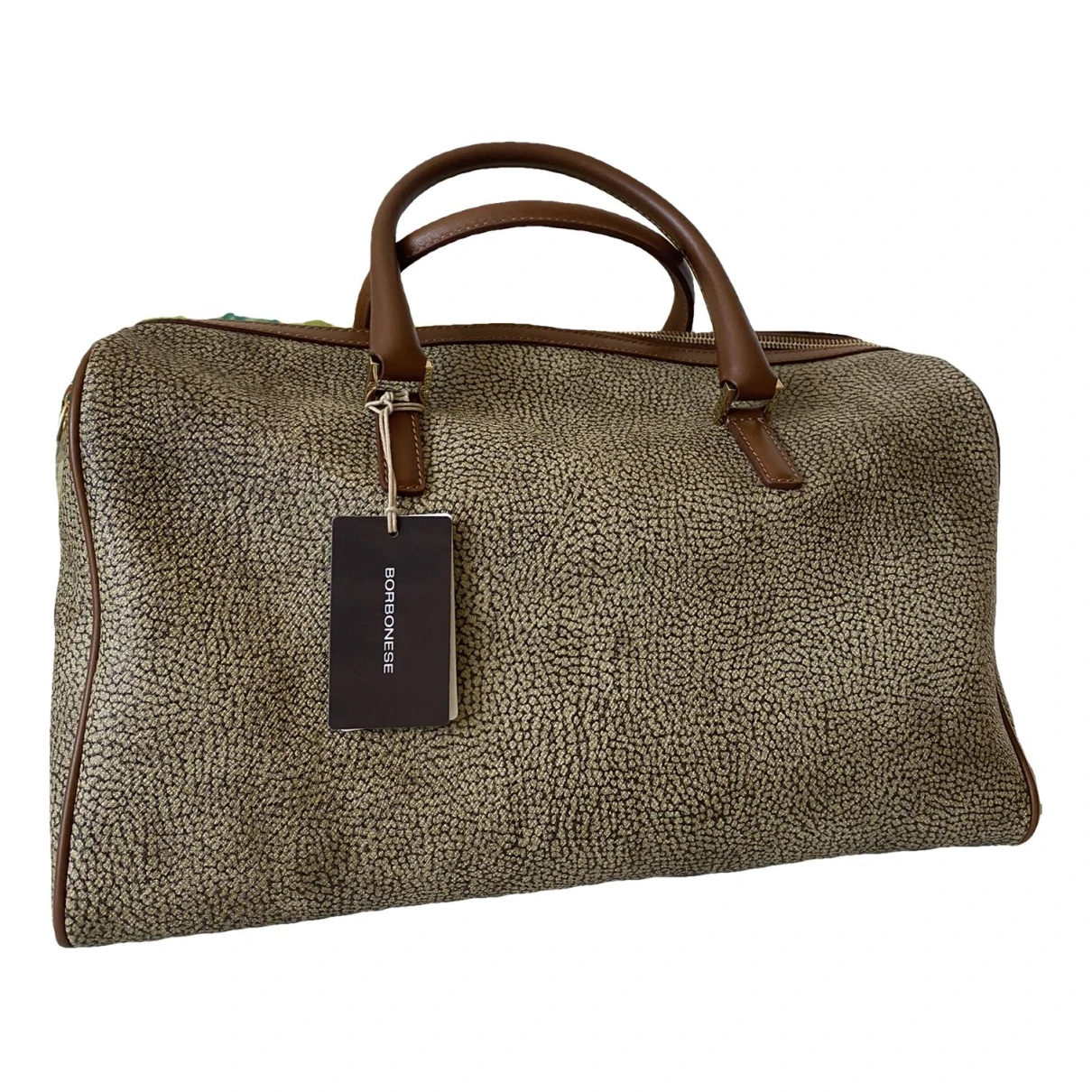 Pre-owned Borbonese Handbag In Beige