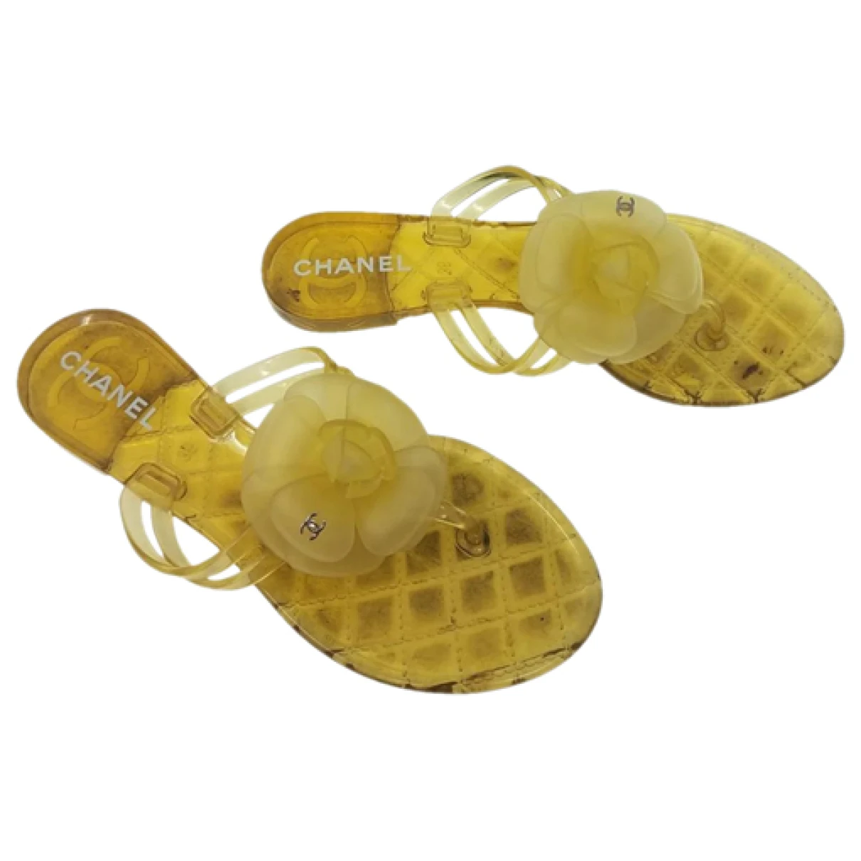 Pre-owned Chanel Dad Sandals Sandal In Yellow