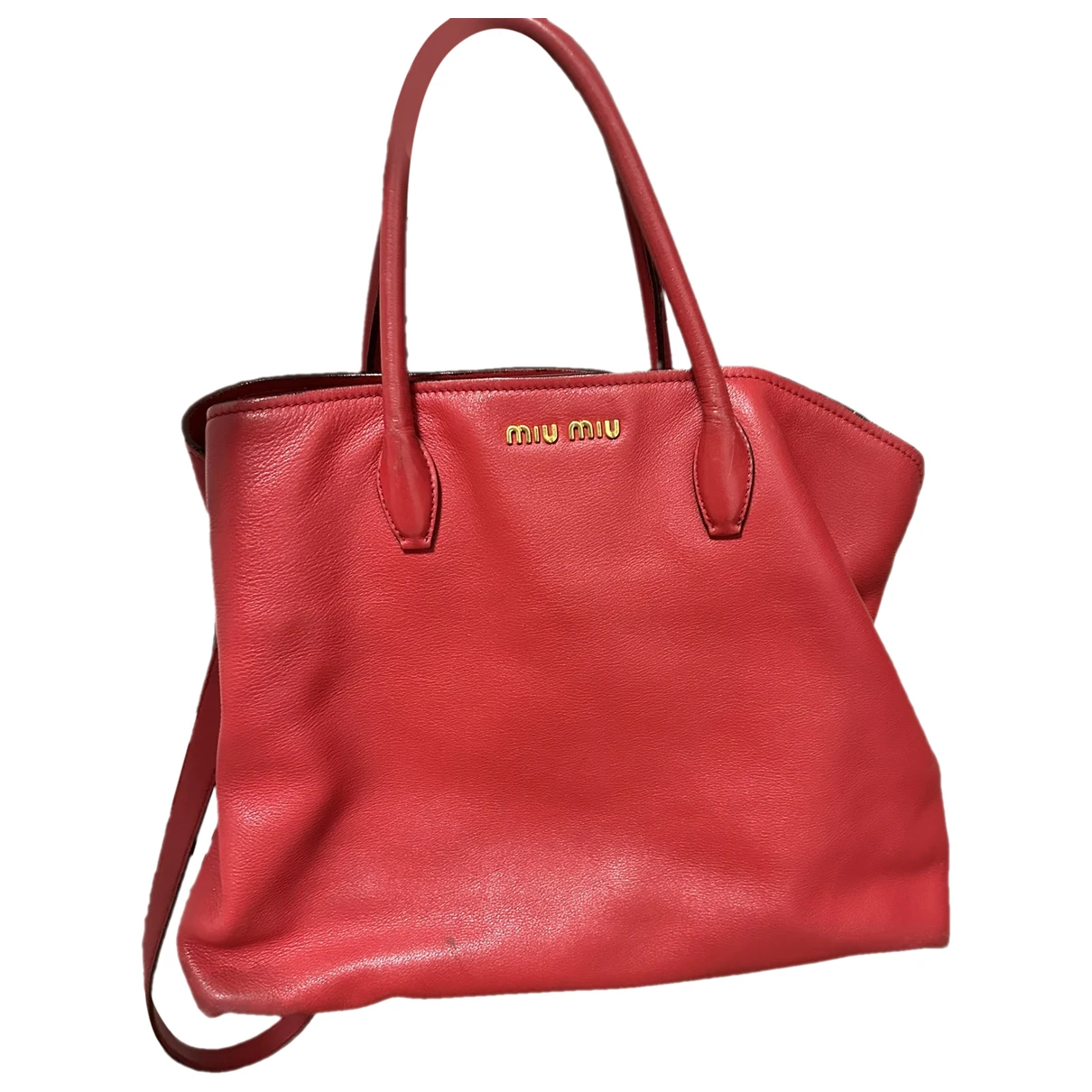Pre-owned Miu Miu Bow Bag Leather Handbag In Red