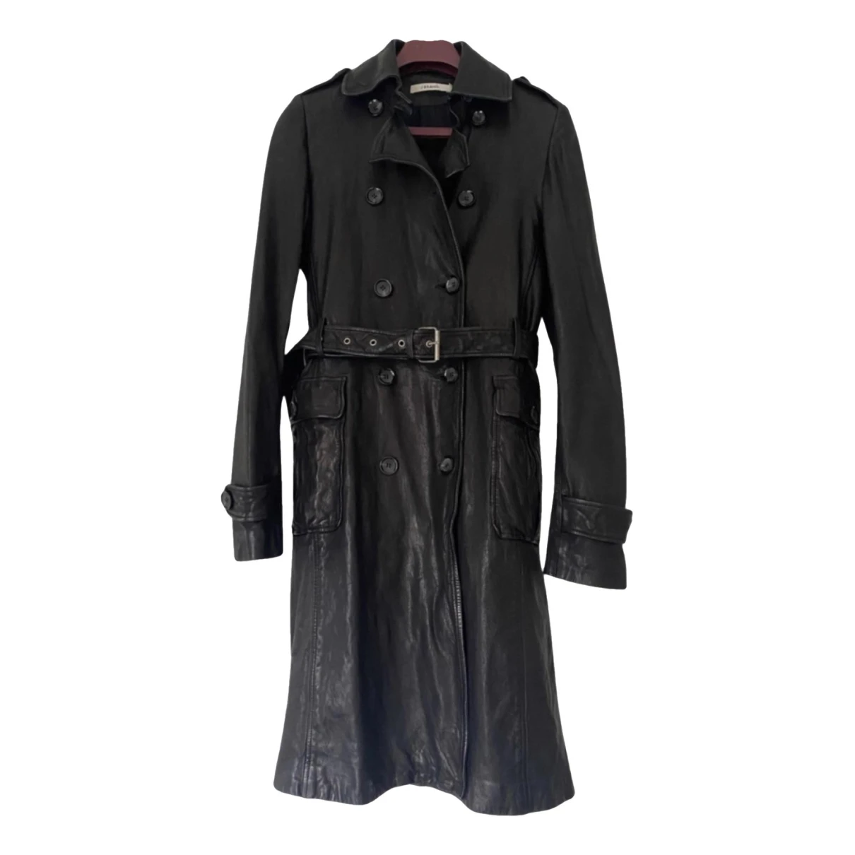 Pre-owned J Brand Leather Trench Coat In Black