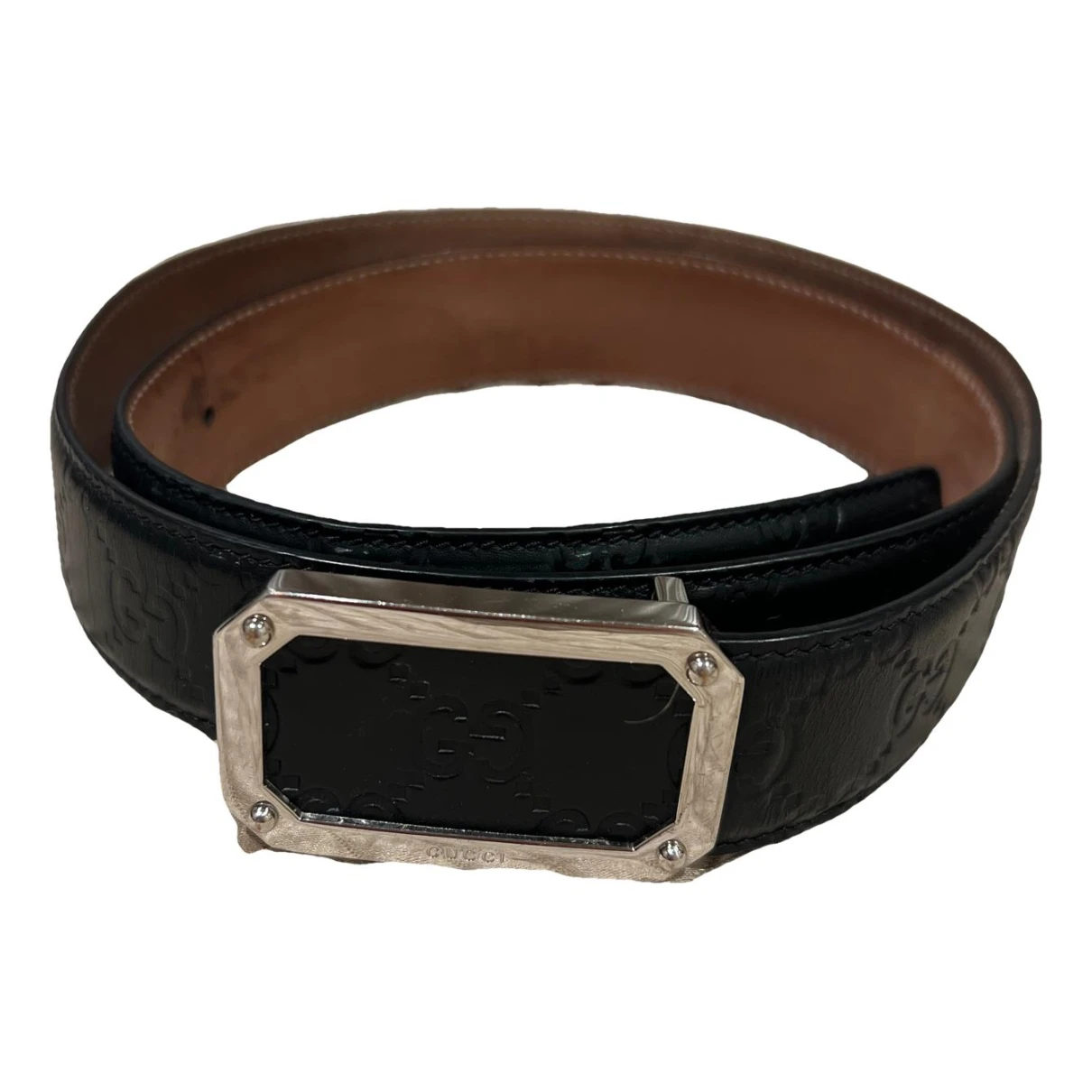 Pre-owned Gucci Leather Belt In Navy