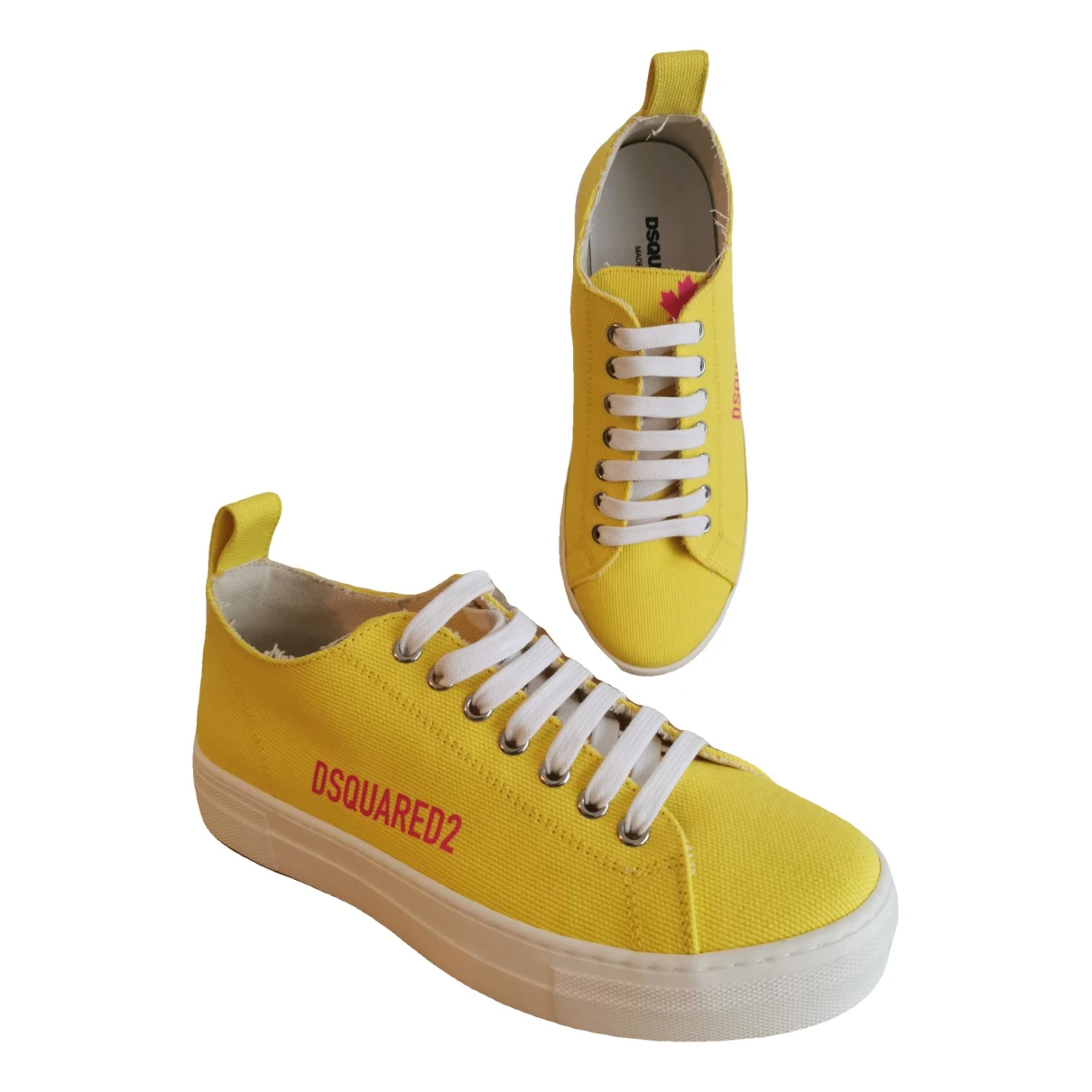 Pre-owned Dsquared2 Leather Trainers In Yellow
