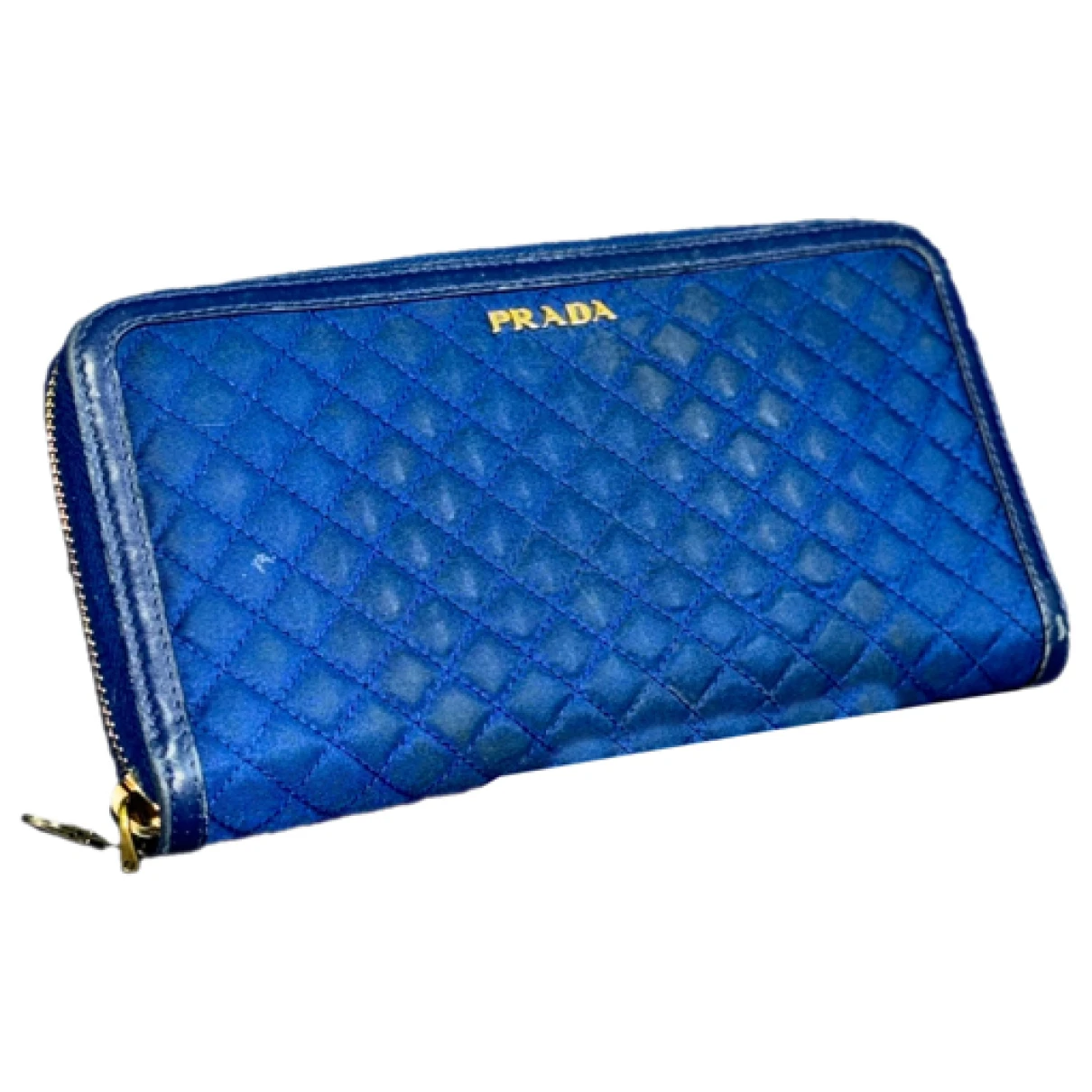 Pre-owned Prada Tessuto Leather Wallet In Blue