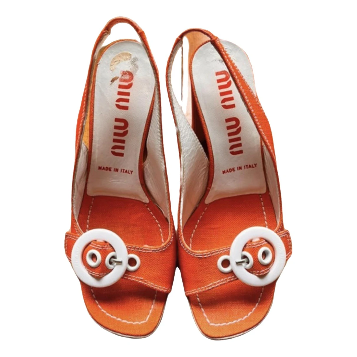 Pre-owned Miu Miu Cloth Heels In Orange